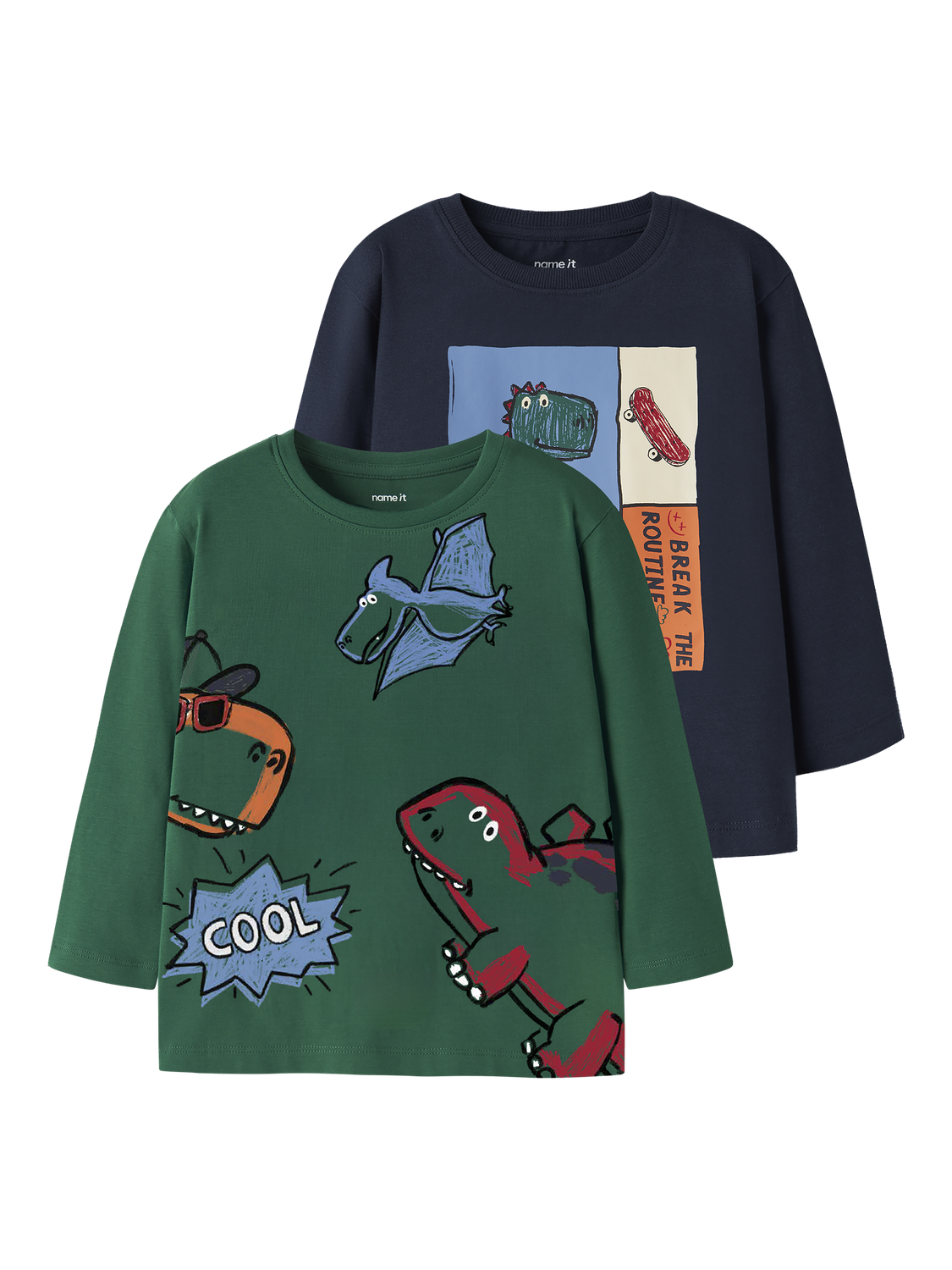 Image of Name It Langarmshirt "NMMLUCIUS 2P LS NREG TOP BOX" Packung, 2 Baumwollmischung, regular fit