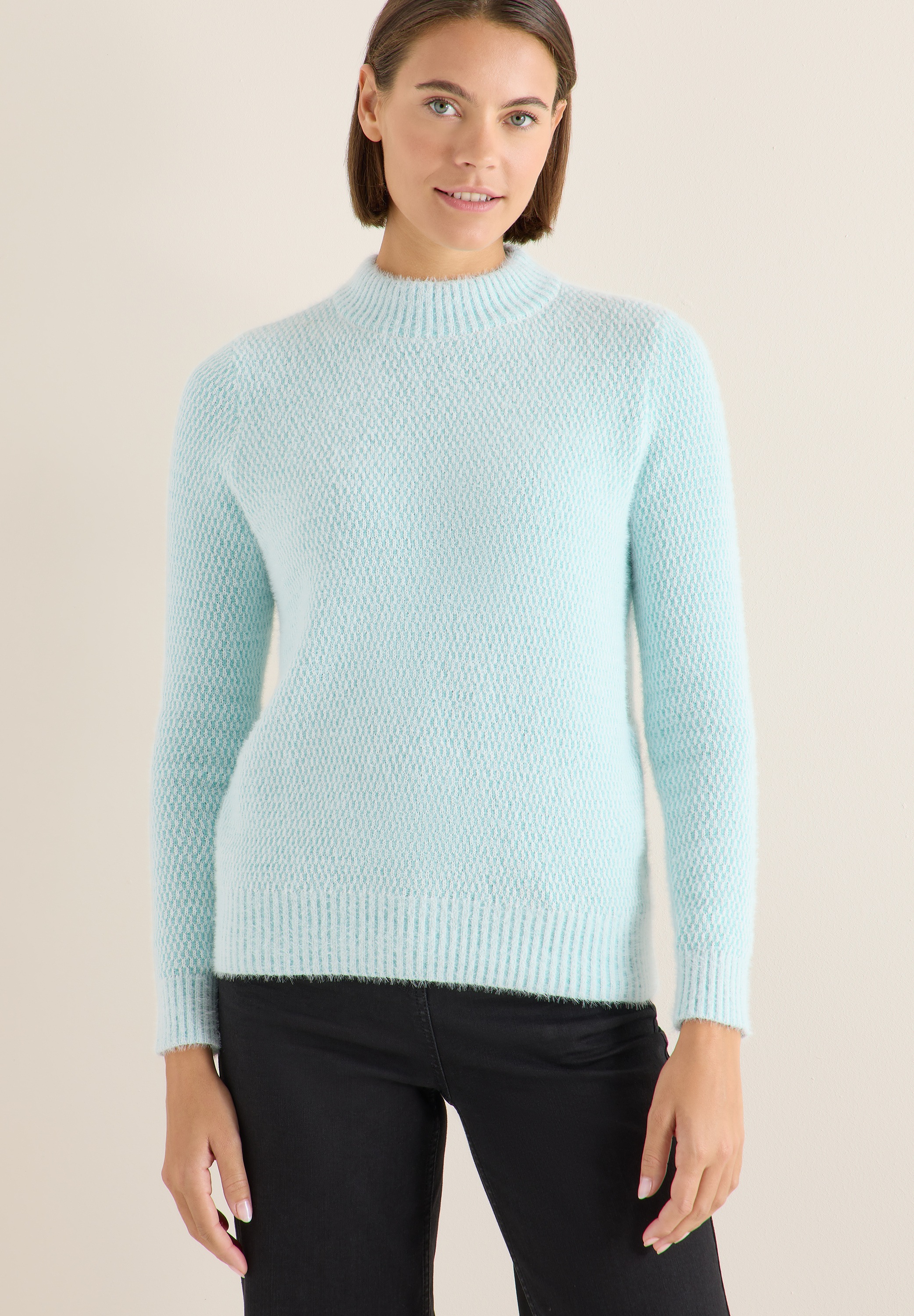 Image of Cecil Stehkragenpullover Stehkragen und feines Strukturmuster