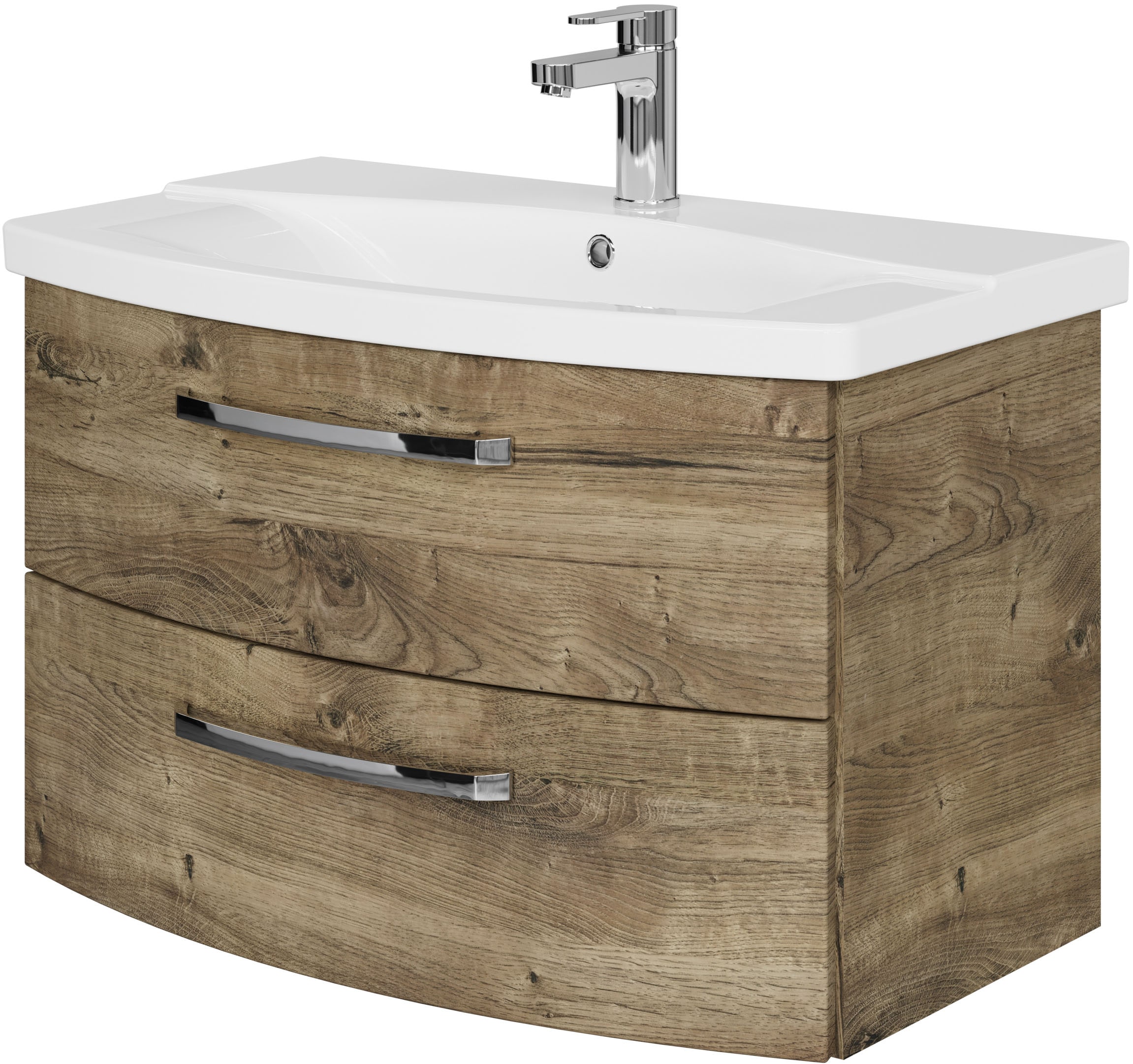 Saphir Waschtisch »Serie 4010 Keramik-Waschtisch mit Unterschrank, 84 cm breit« Waschplatz mit 2 Schubladen, Badmöbel-Set mit Waschtisch