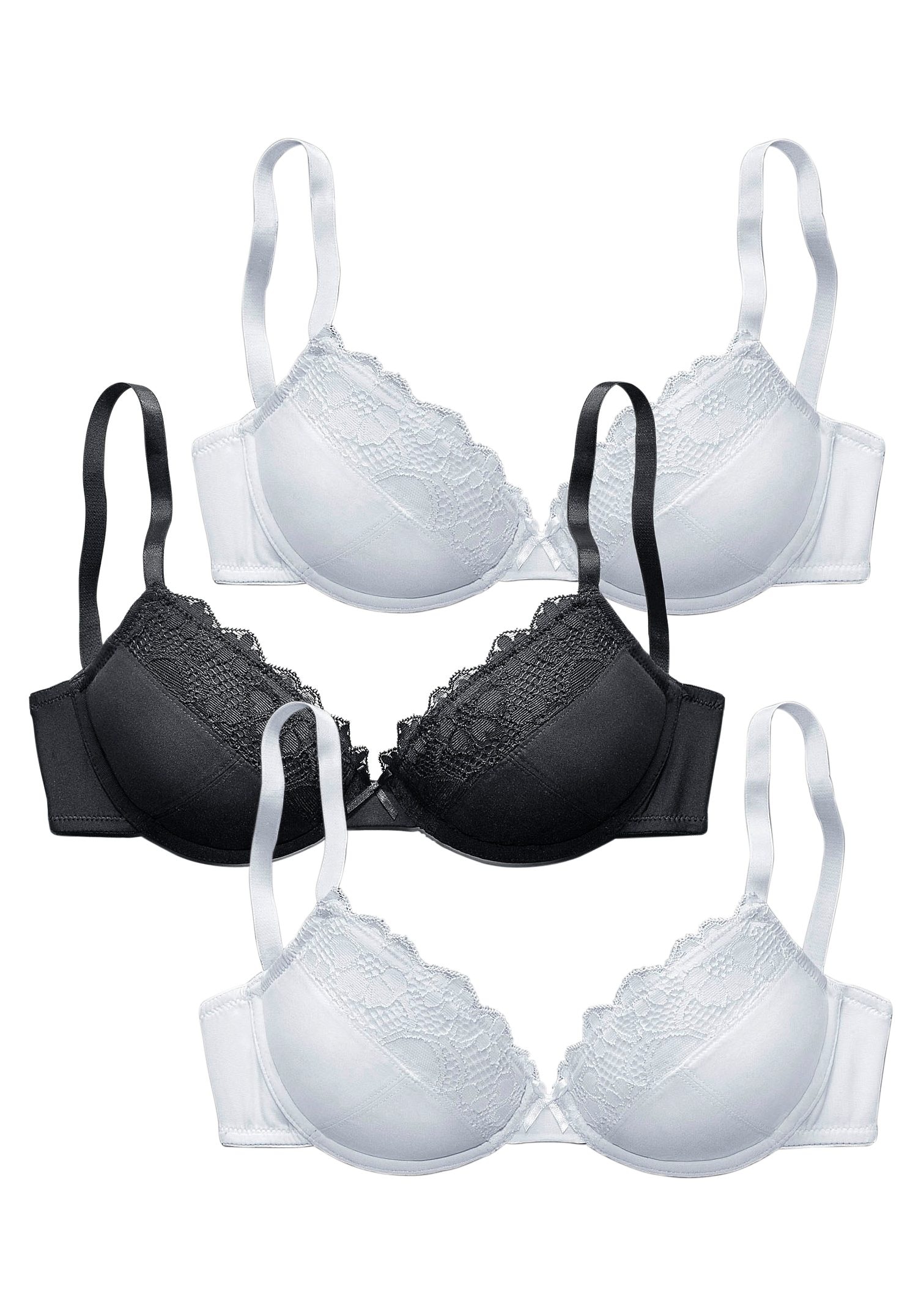 petite fleur Push-up-BH, (Packung, 3 Stück), mit Bügel, Dessous