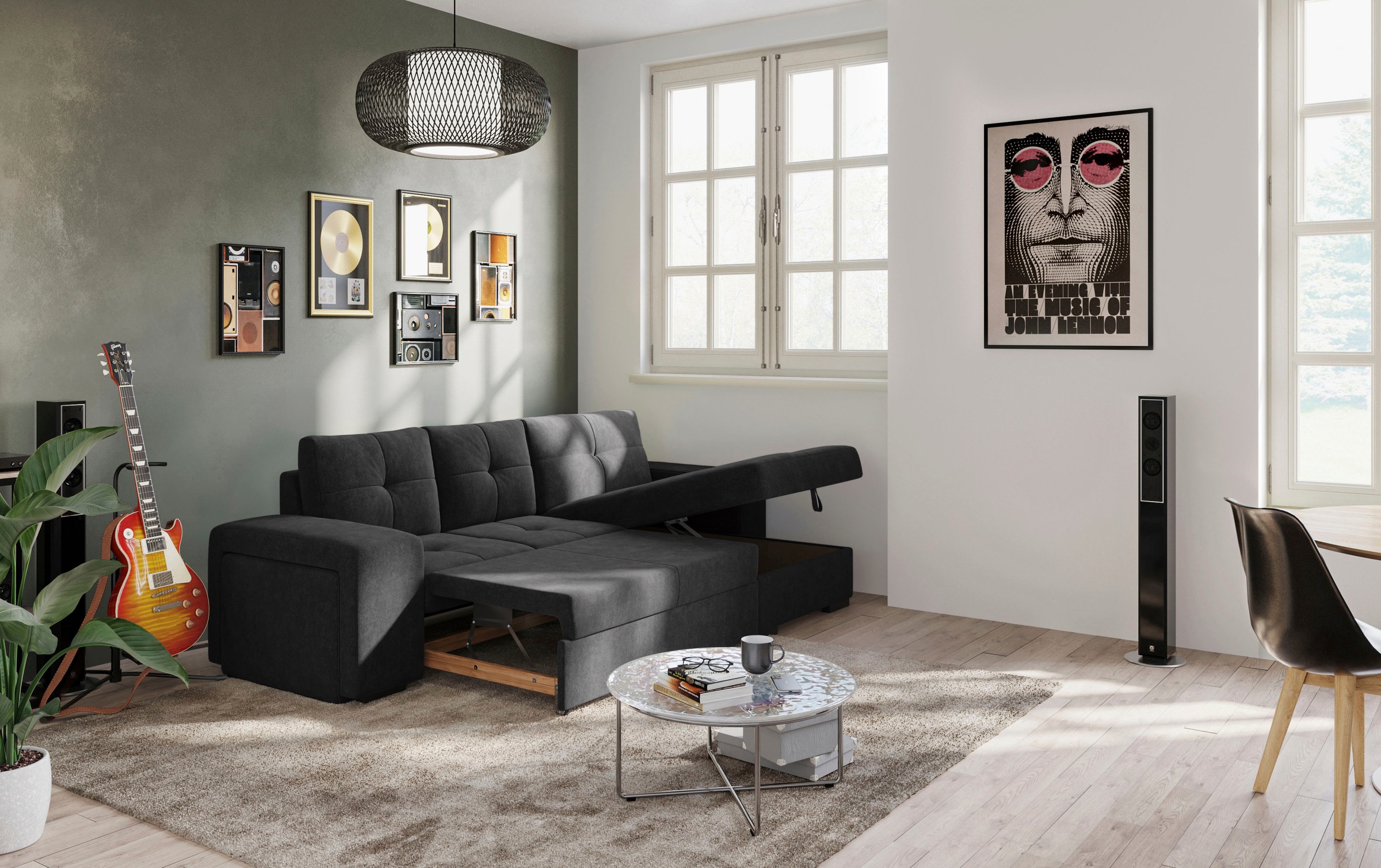 COTTA Ecksofa »Mattina L-Form«, mit Hocker, wahlweise mit Bettfunktion & Bettkasten