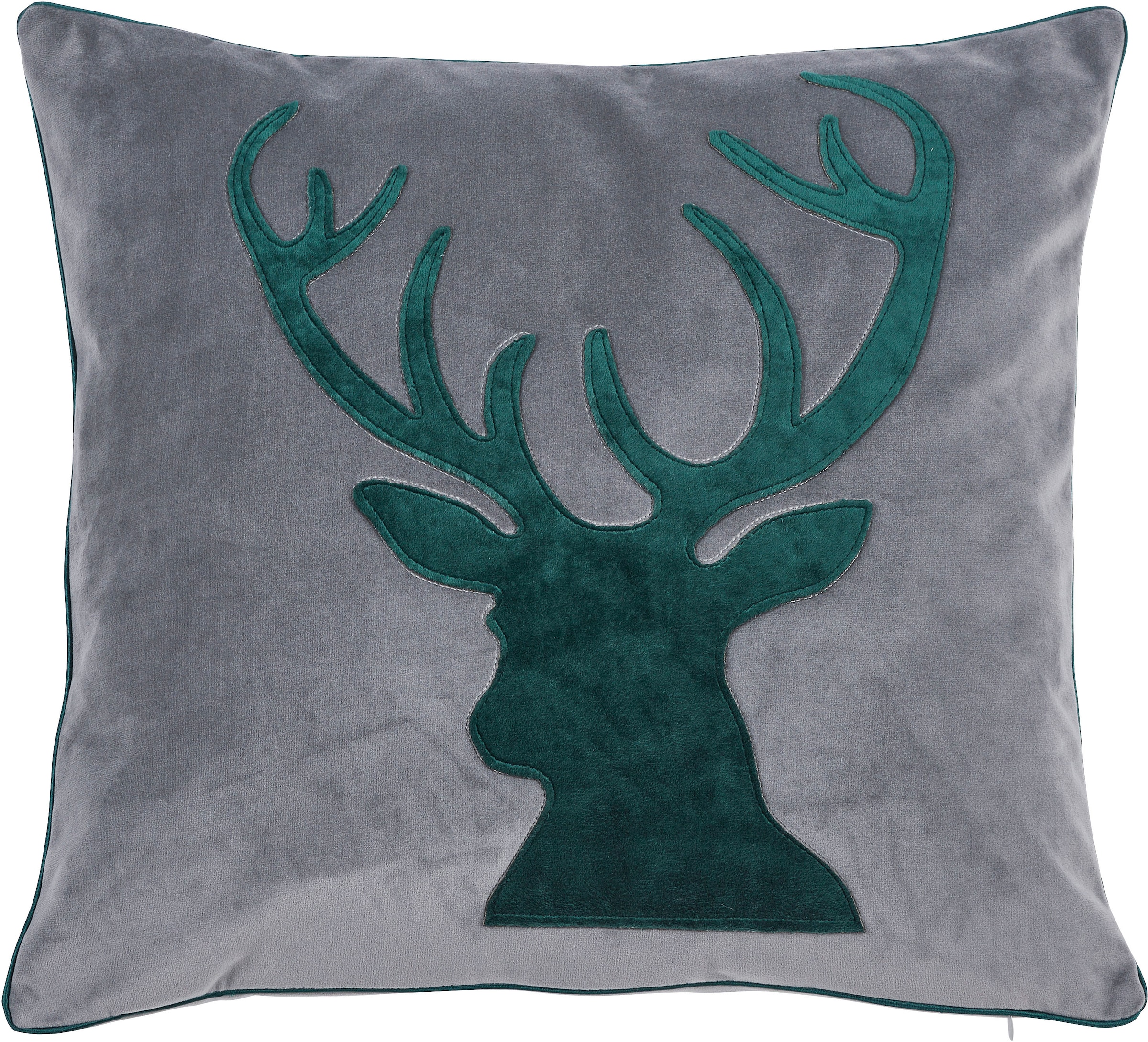 Image of done. Dekokissen "Oh Deer" Velourstoff Anthracite