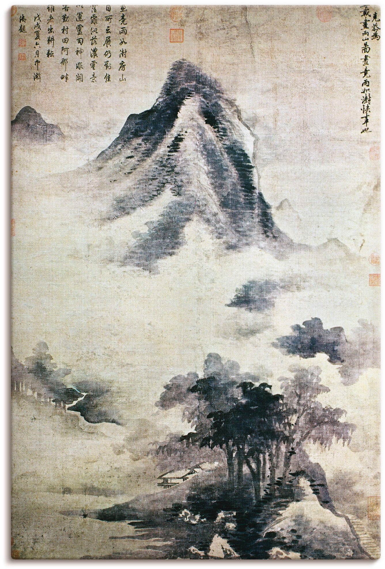 Image of Artland Leinwandbild "Landschaft nach dem Regen, 13.-14.JH" Berge 1 Stk. tlg. auf Holzrahmen gespannt