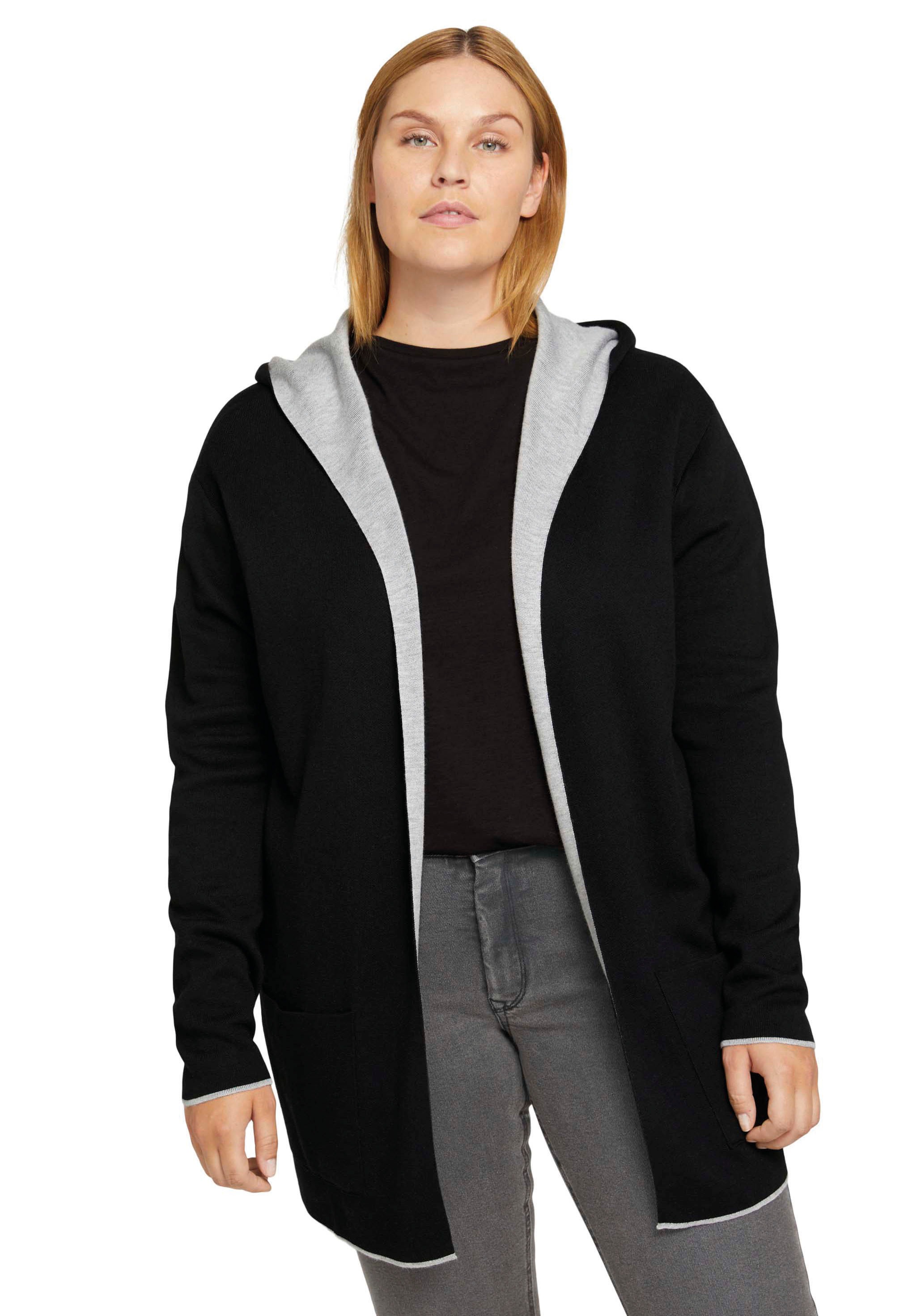 Image of TOM TAILOR PLUS Kapuzenstrickjacke, mit vertiefter Ärmelnaht bei Ackermann Versand Schweiz