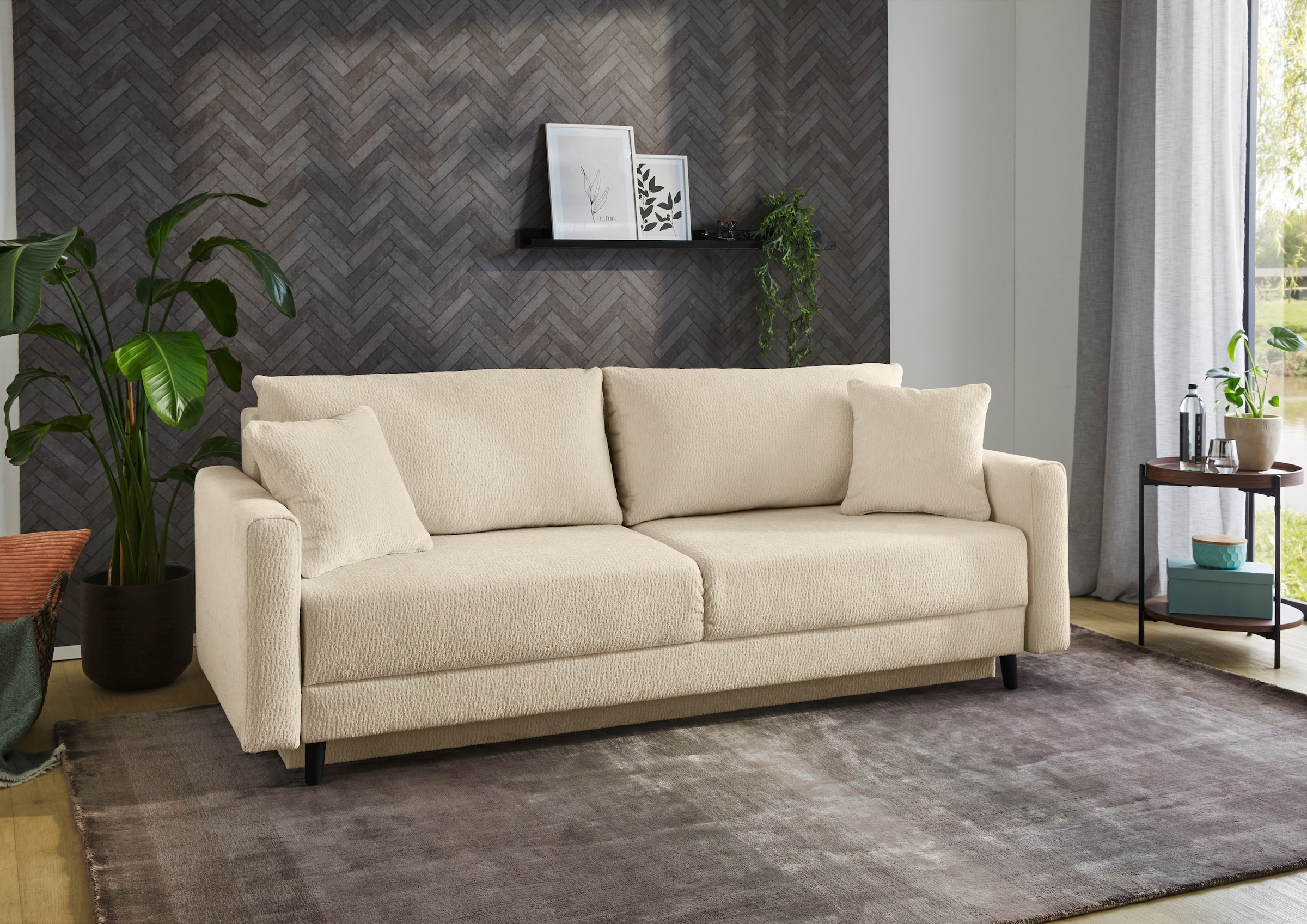 Image of Jockenhöfer Gruppe Schlafsofa "Bjoern, B: 217 cm, Liegefl. 140x191 cm" mit Schlaffunktion, Bettkasten & Zierkissen