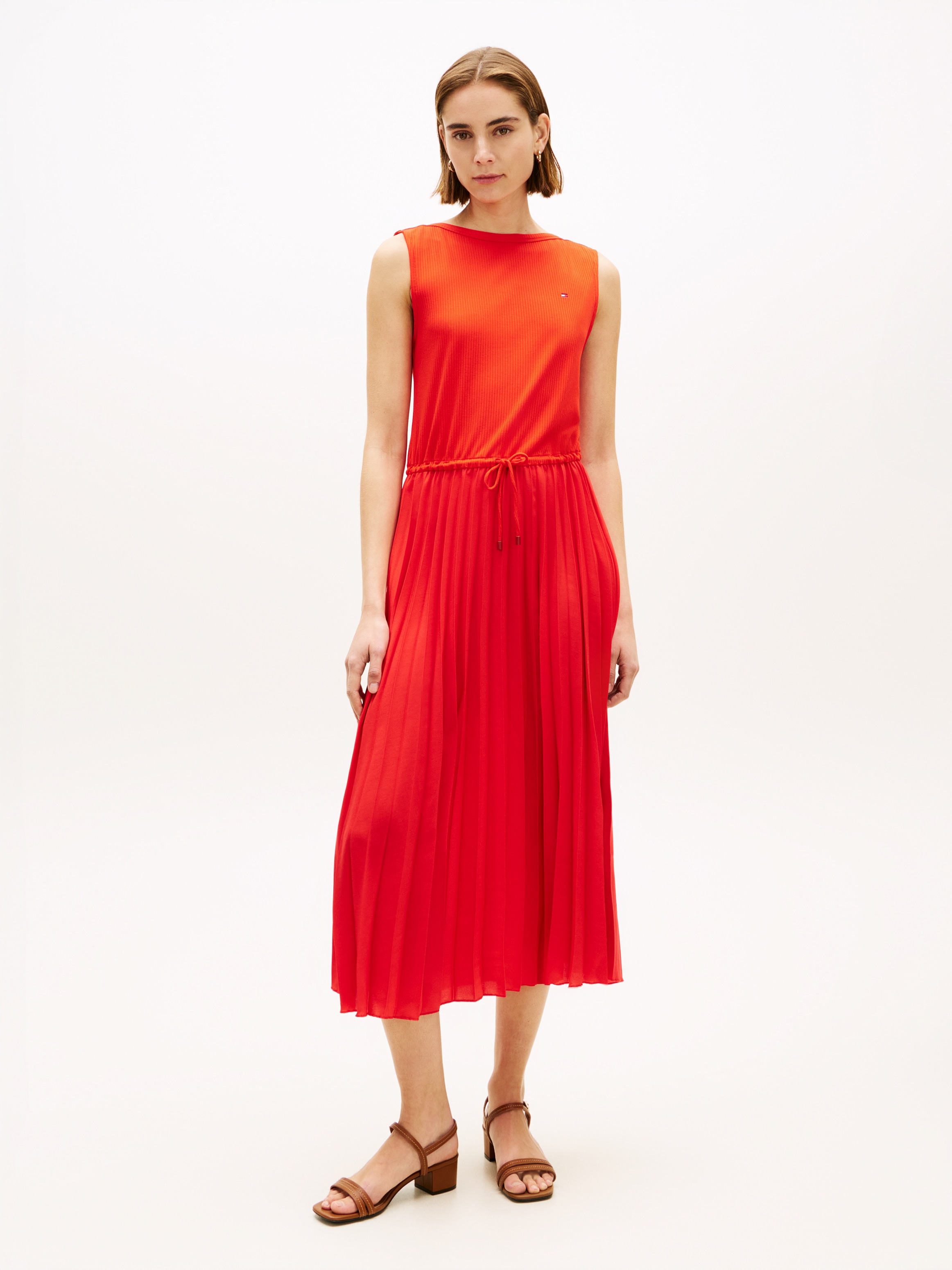 Image of Tommy Hilfiger Strickkleid "5X2 SLASH-NK MIX MEDIA DRS" Ohne Taschen mit feinen Rippen