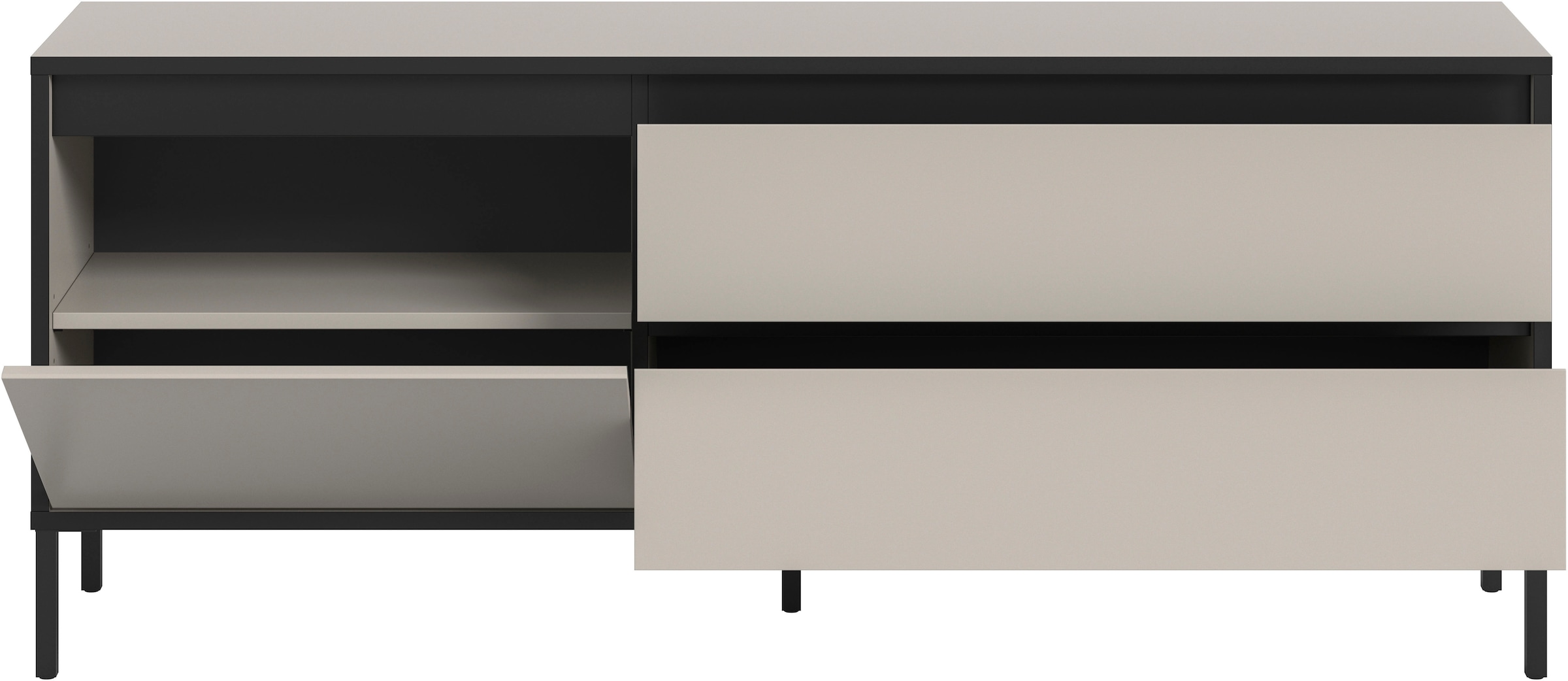Home affaire Lowboard »NORT, Breite: 150cm, mit Metall Stabfuss, 1 Klappe, 2 Schubkästen« TV-Lowboard, Mediaschrank, Mediaboard, TV-Schrank, Schrank, Board