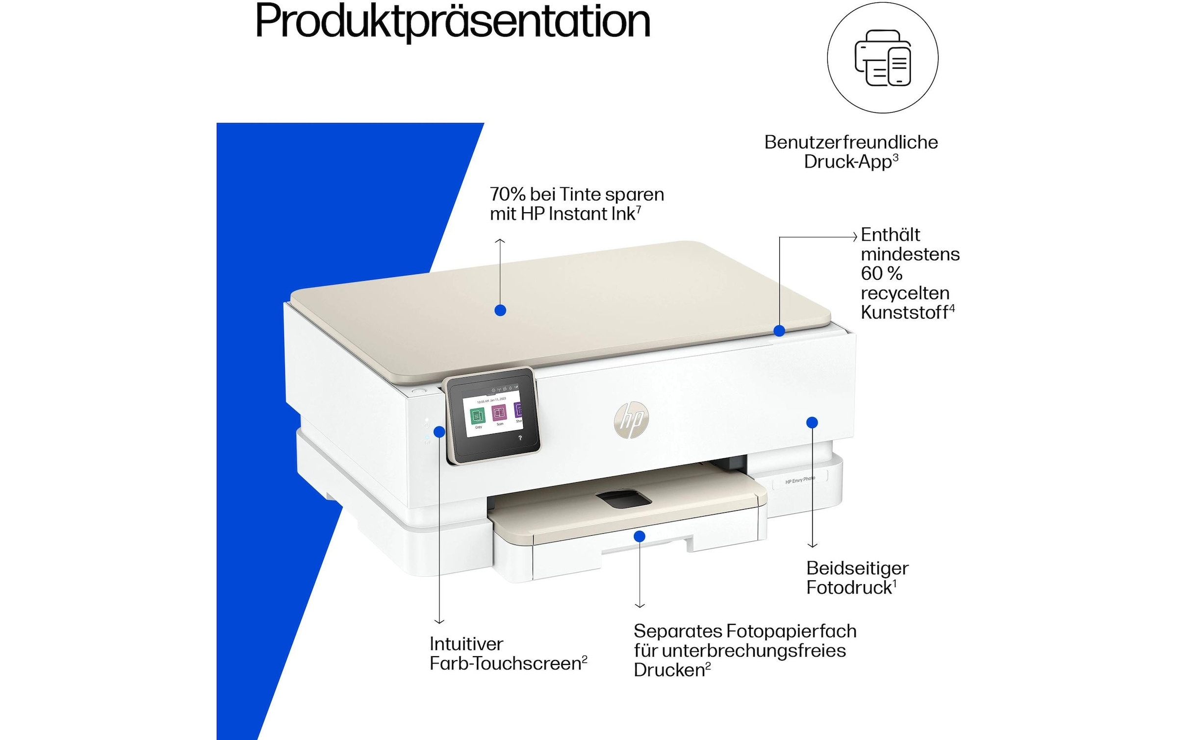 HP Multifunktionsdrucker »Envy Photo 7230 (B63JVB)« 6 Probemonate HP Instant Ink erhalten bis 31.07.2026
