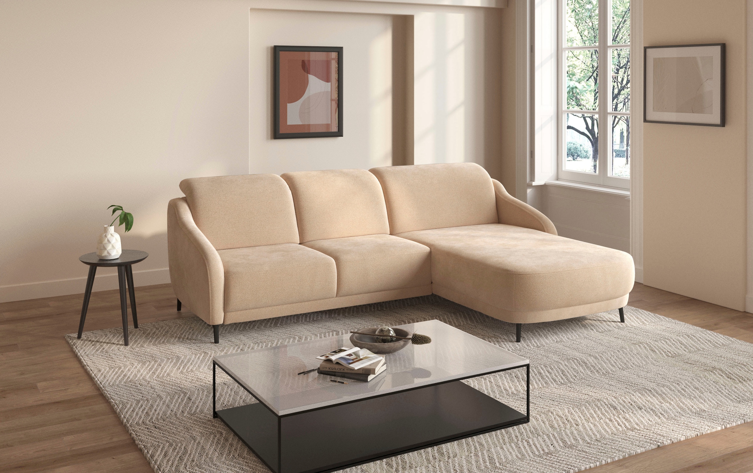 sit&more Ecksofa »Blues L-Form« wahlweise mit Klapptisch und USB