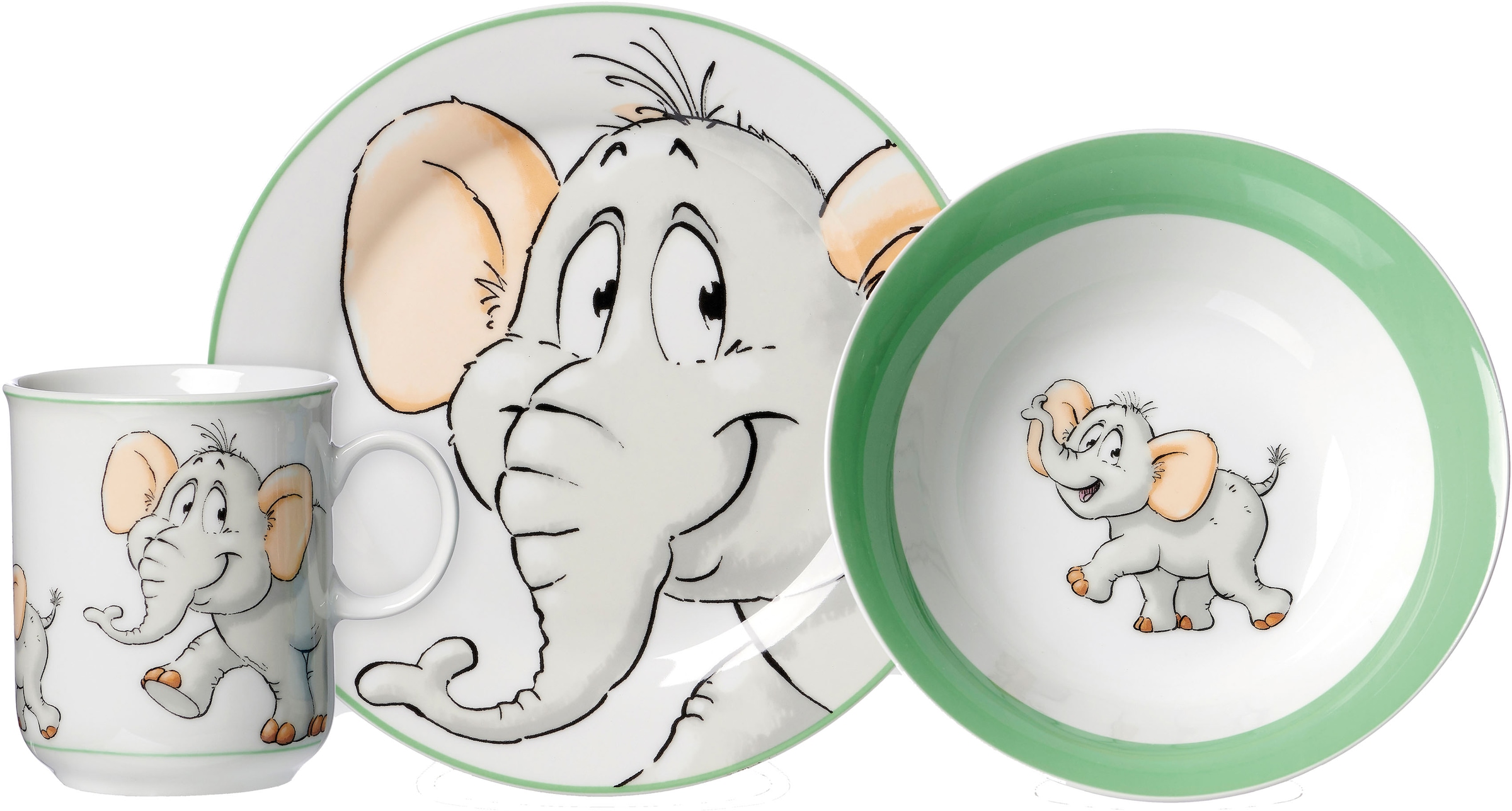 Image of Ritzenhoff & Breker Kindergeschirr-Set »Happy Zoo, Eddie«, (Set, 3 tlg.), mit Elefanten-Dekor bei Ackermann Versand Schweiz