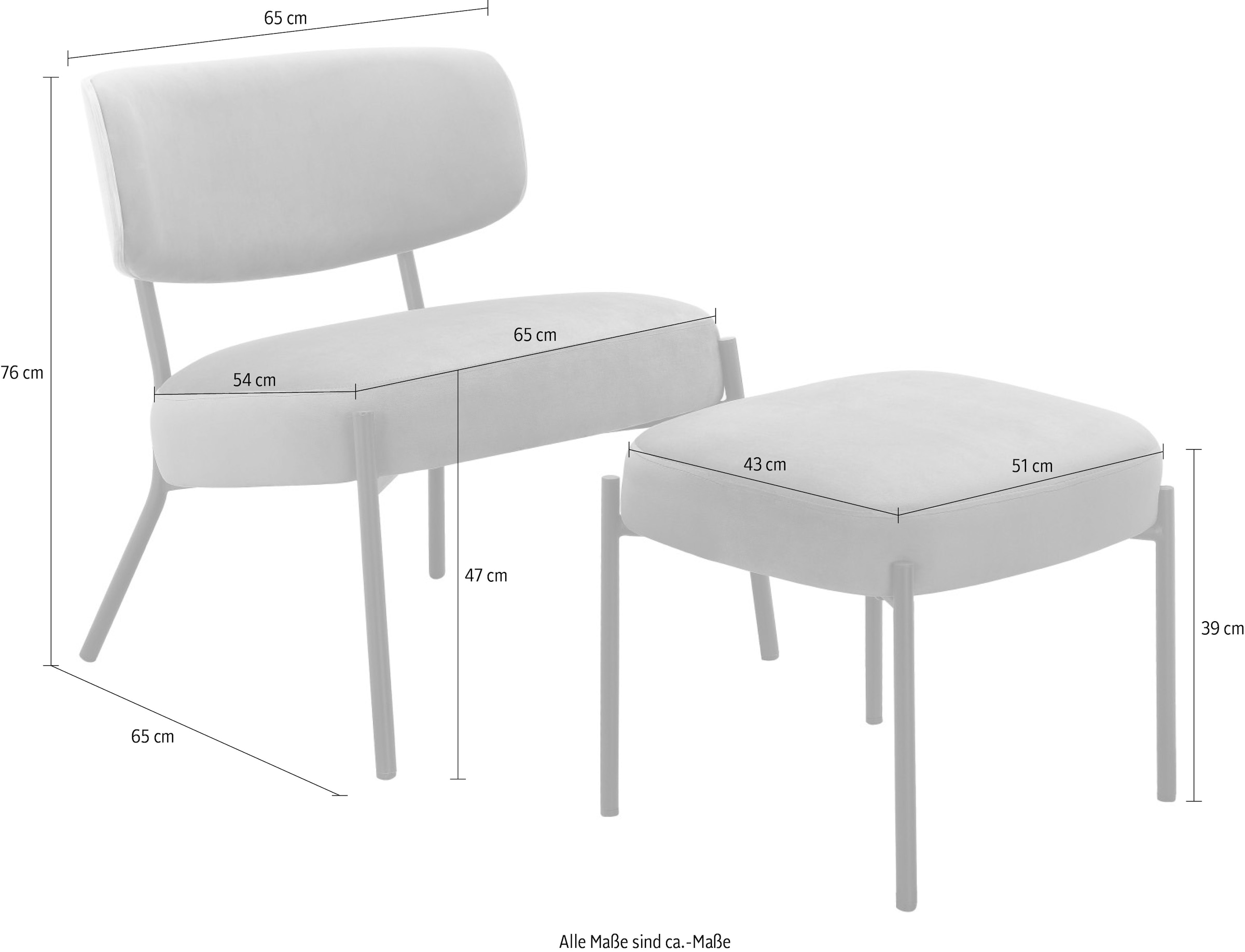 andas Loungesessel »Lovberg in Cord und Easycare-Bezug«, eleganter Loungesessel mit Hocker