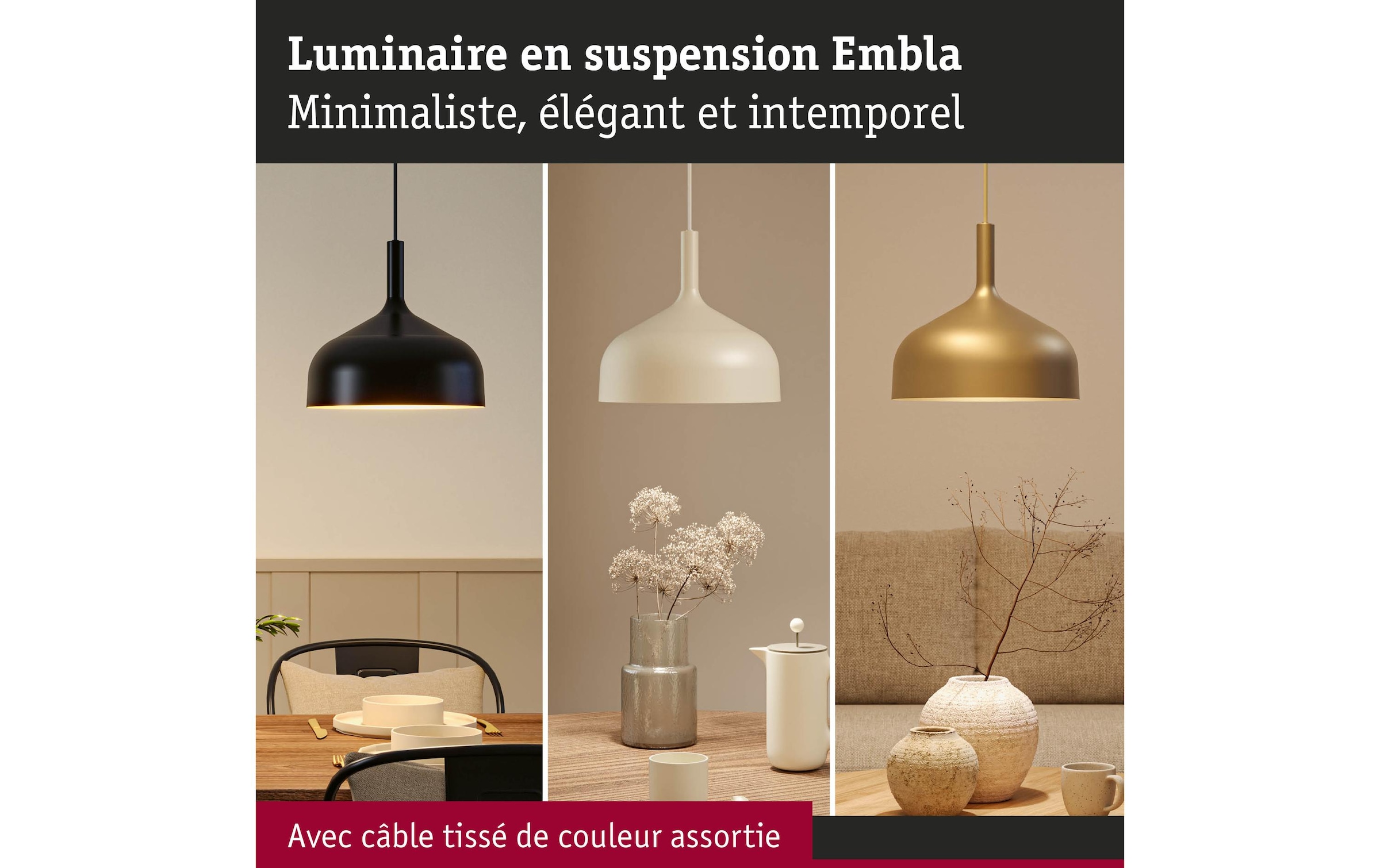 Paulmann Lampe suspendue »Pendelleuchte Embla II E27 Metall Metall«