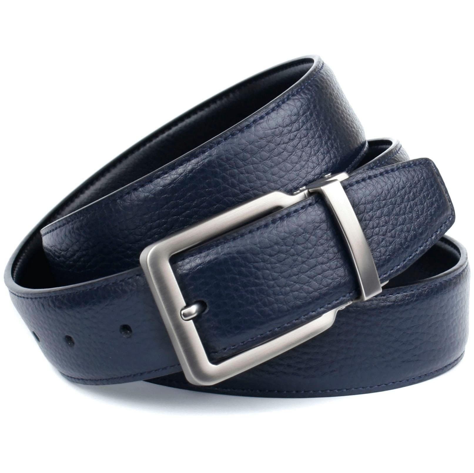 Image of Anthoni Crown Ledergürtel, Wendegürtel in dunkelblau und schwarz, Schliesse matt bei Ackermann Versand Schweiz