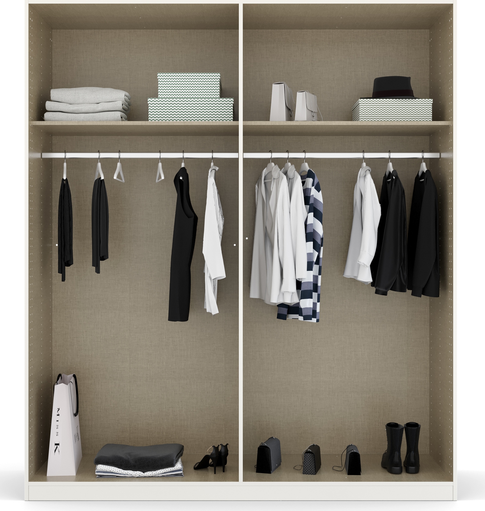 rauch Drehtürenschrank »Kleiderschrank Schrank Garderobe Ankleide GLAMOUR BY QUADRA SPIN« Breiten: 181/226/271 cm, Höhe 210 cm,  mit Spiegel und Hochglanz-Front, Stangengriff MADE IN GERMANY