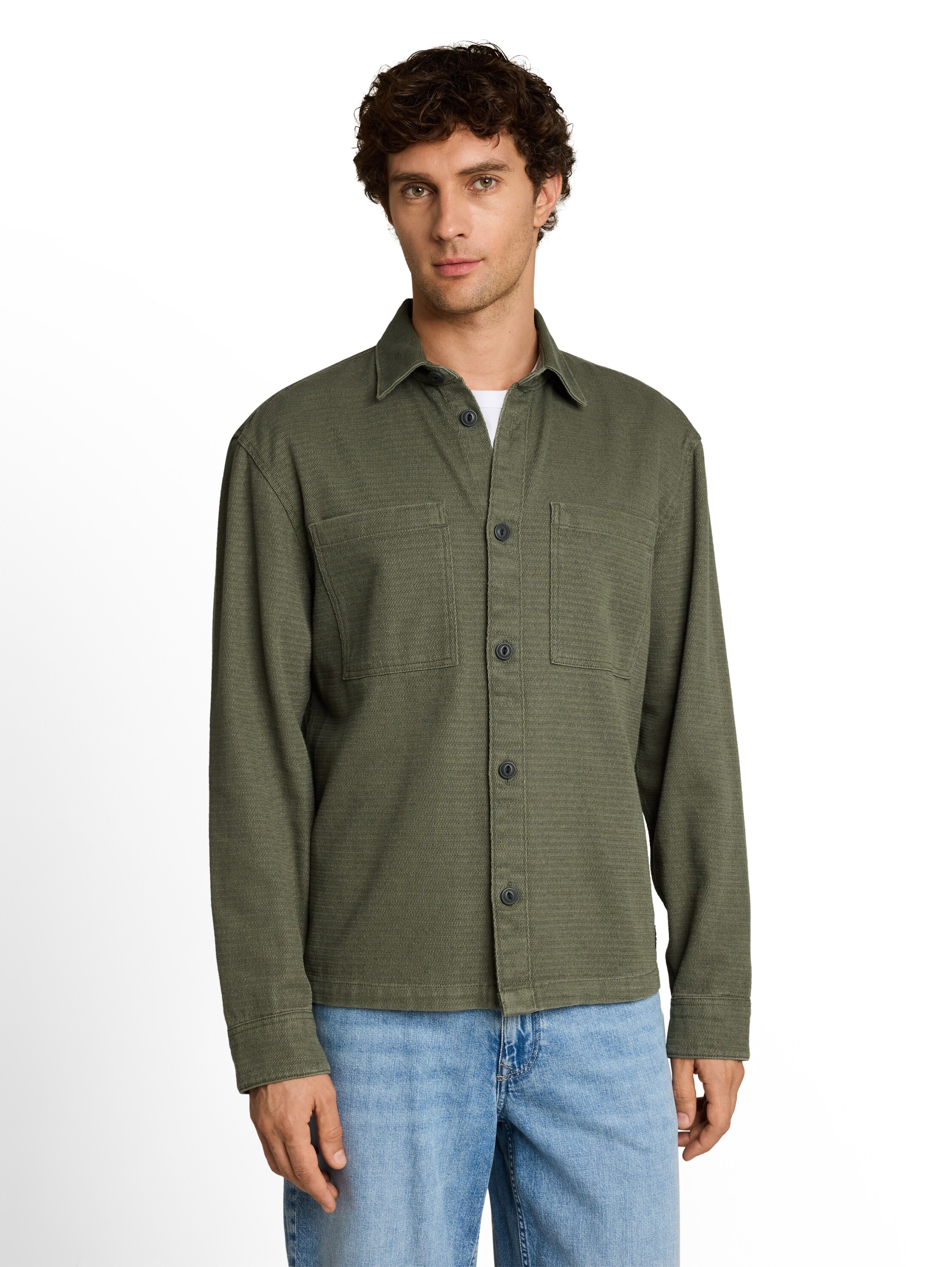 Image of TOM TAILOR Denim Langarmshirt Denim mit Knopfleiste und Hemdkragen