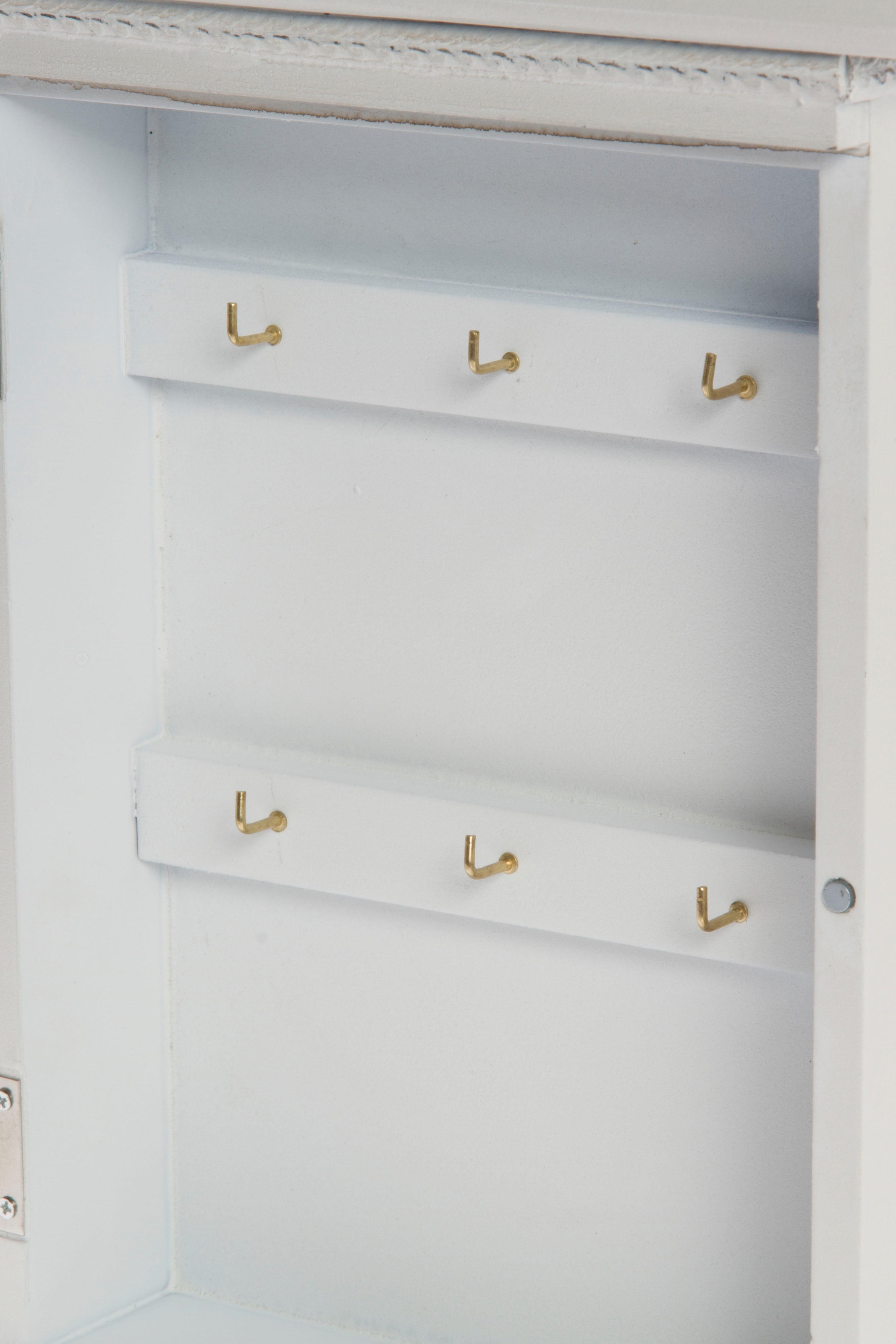 Home affaire Schlüsselkasten »Erwin, weiss«, mit Bilderrahmen & 6 Haken, Shabby Optik