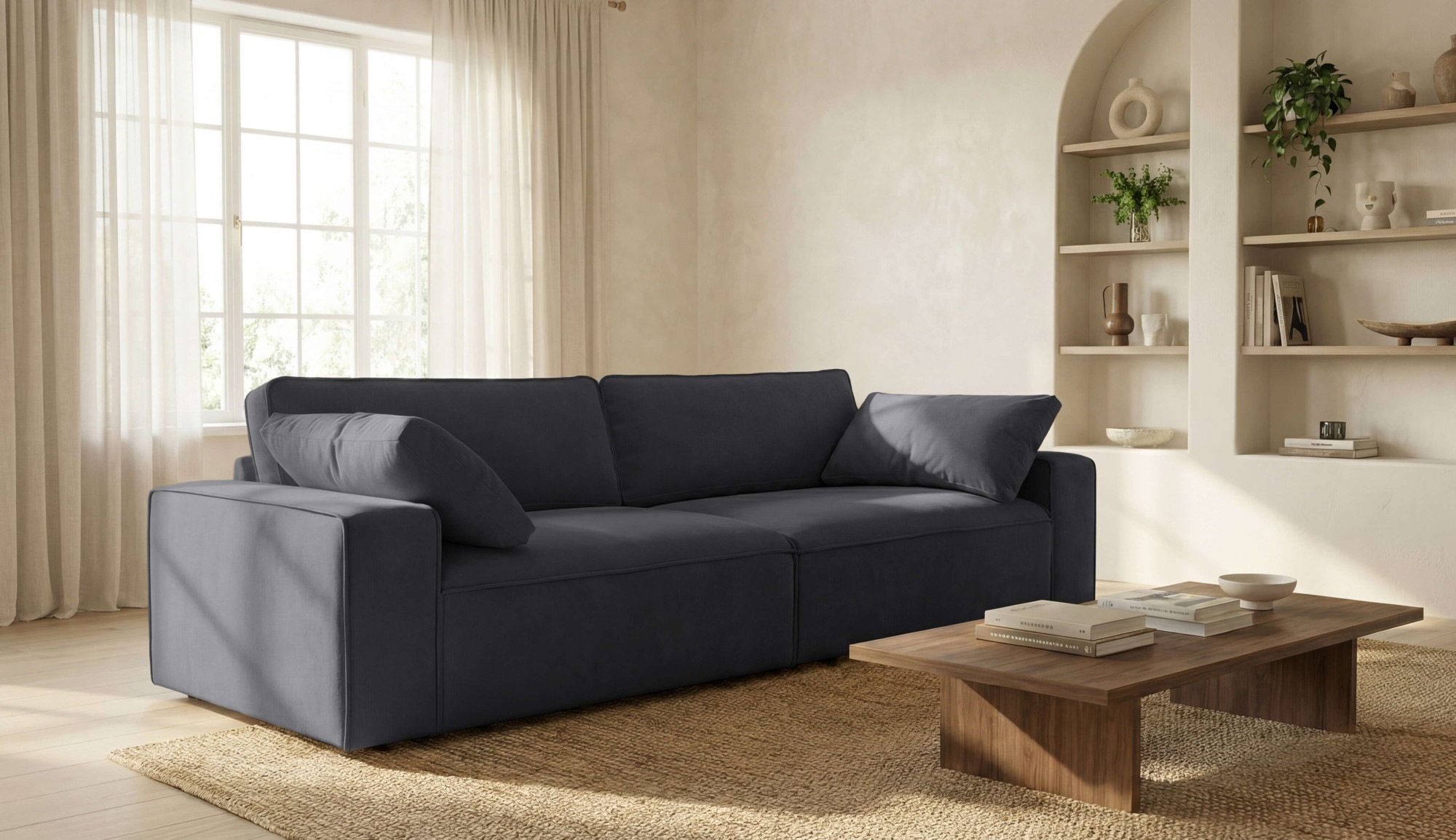 Image of GOODproduct 3-Sitzer "Mittell, Chenille" Breite 245 cm, bodentief, extra Kissen inkl., tiefe Sitzfläche