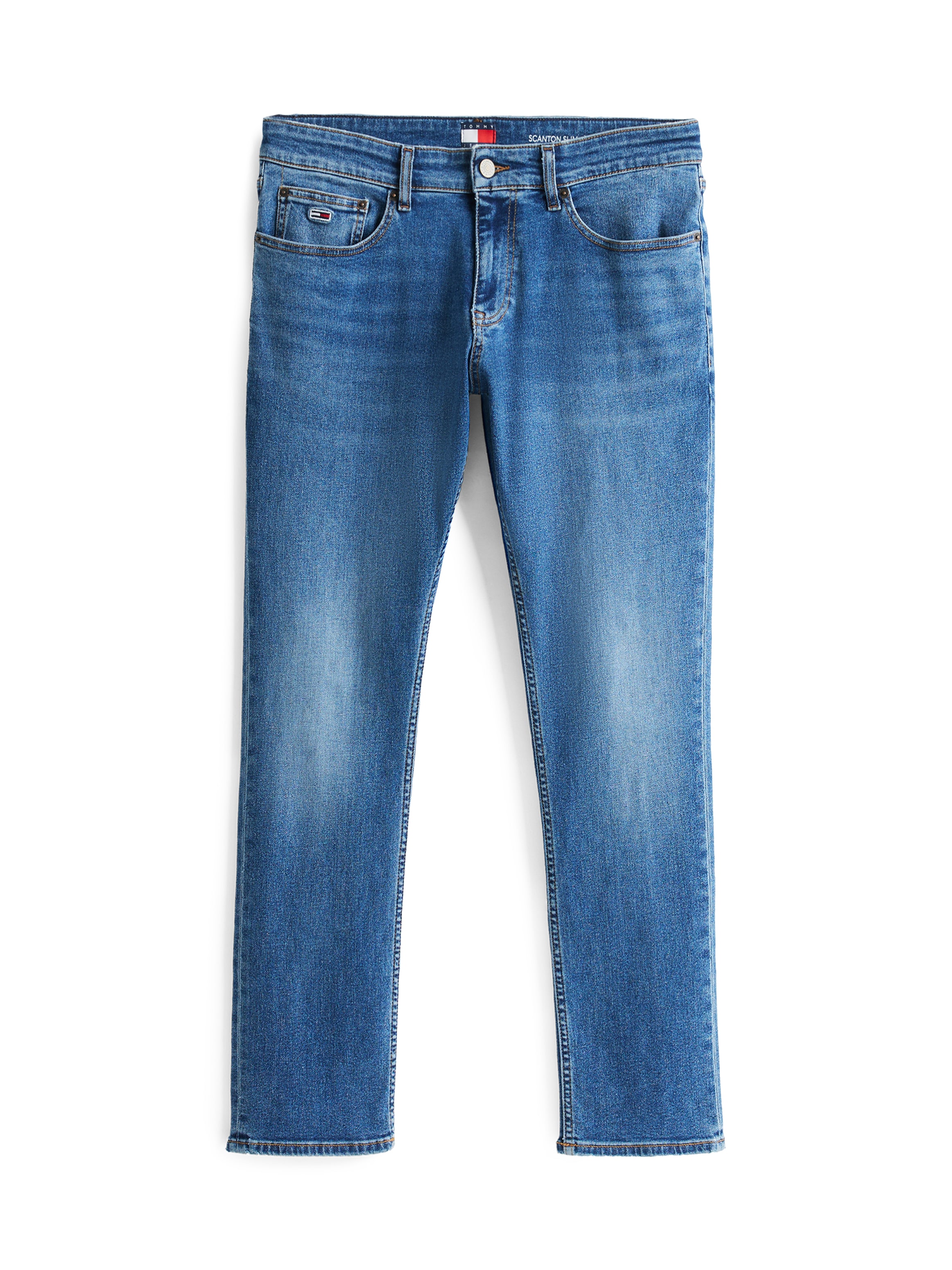 Tommy Jeans Gerade Jeans »Scanton Slim« Mit Markenlabel aus Leder hinten