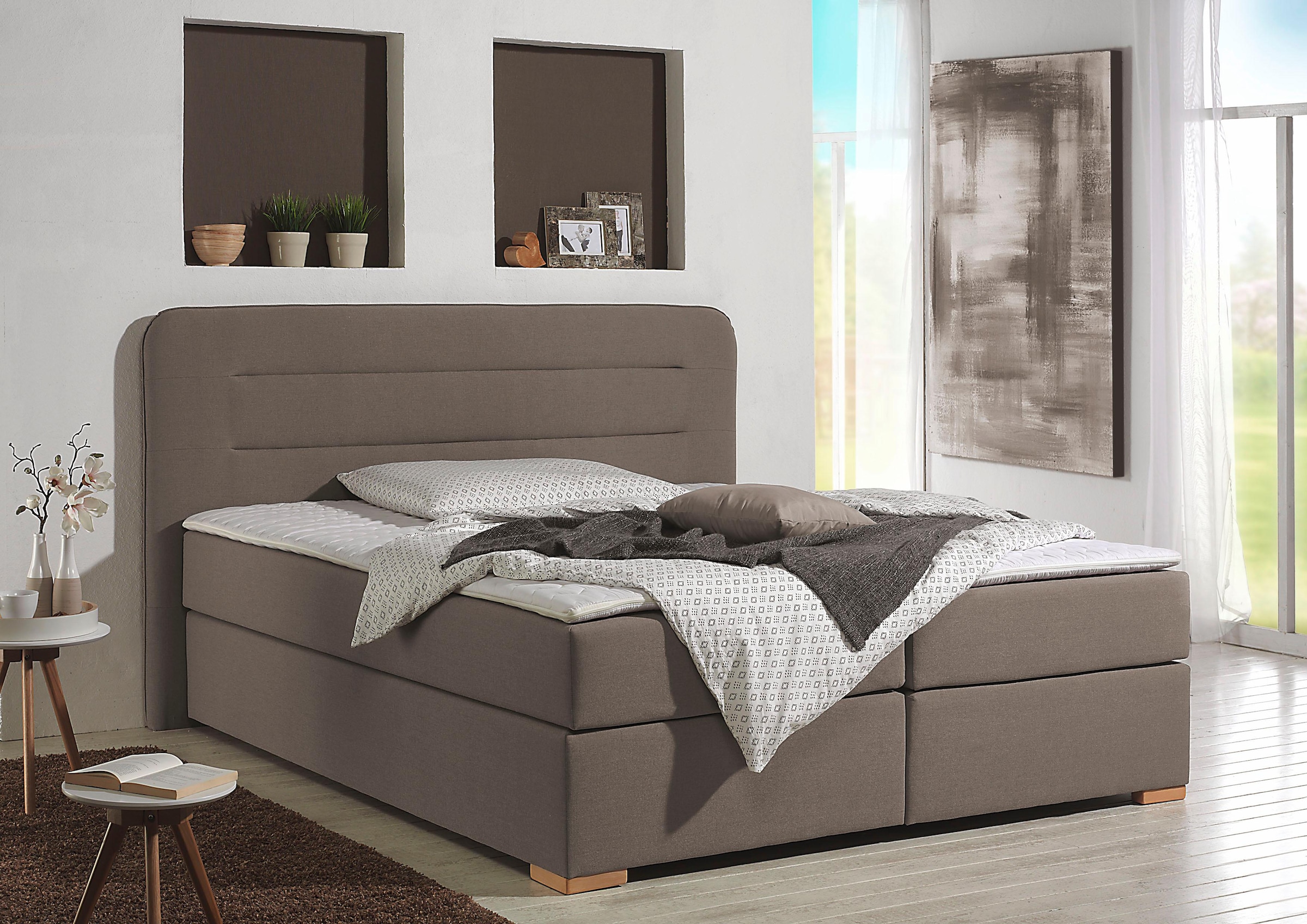 Home affaire Lit boxspring »Manchester« 5 Breiten, 3 Ausführungen, 2 Härtegraden, Topper, Steppung