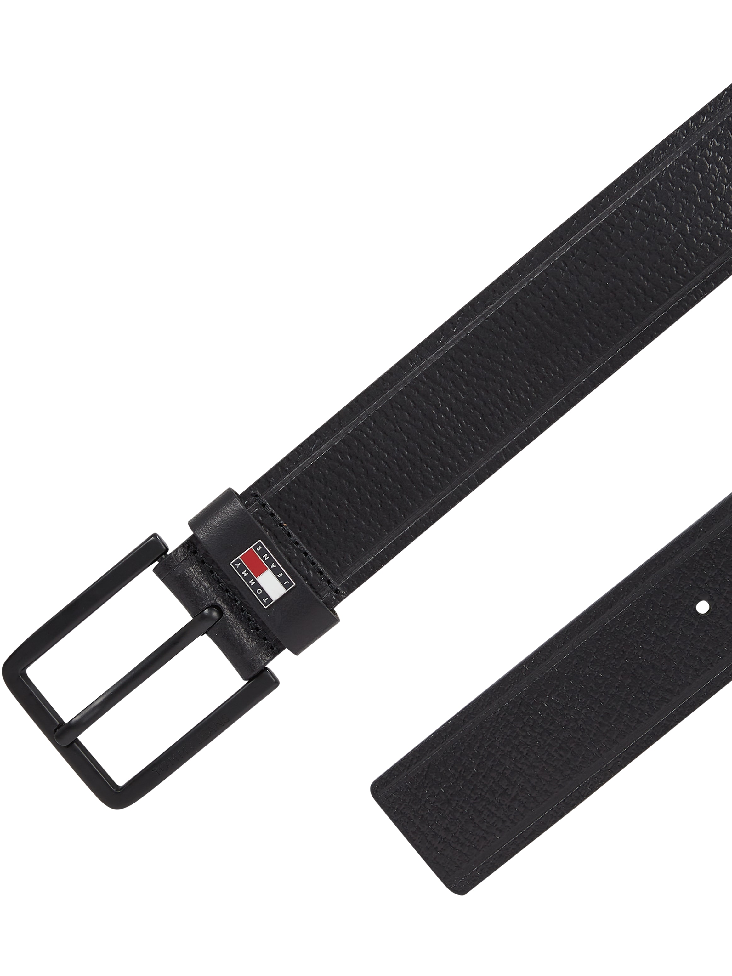 Tommy Jeans Ledergürtel »TJM ELEVATED FLAG LEATHER 3.5«, Grössenverstellbar, Markenlogoemblem aus Metall