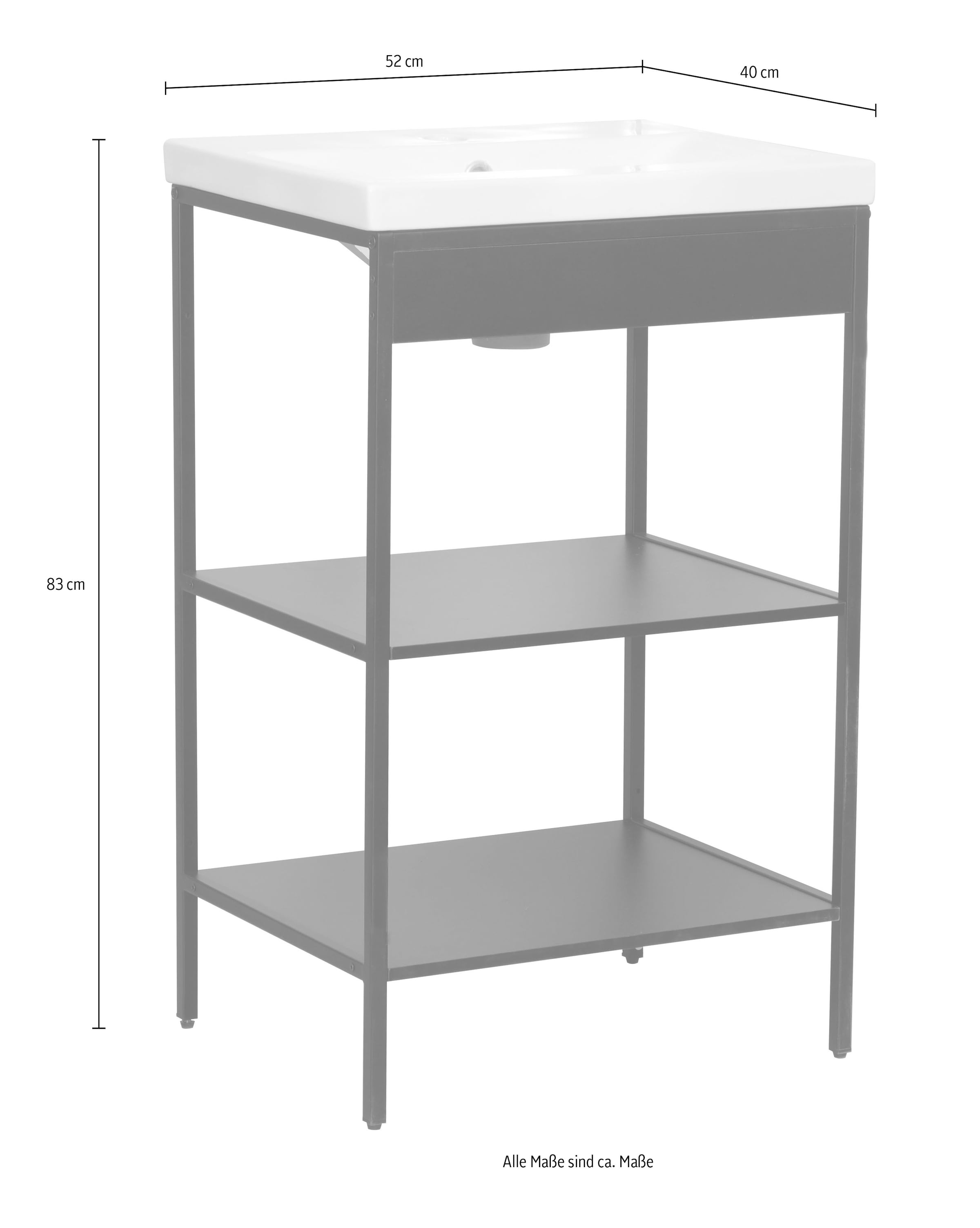welltime Waschbeckenunterschrank »Lodi« 2 Stk. tlg. Waschbeckenregal mit Metallrahmen - (B/T/H) 52 / 40 / 83 cm