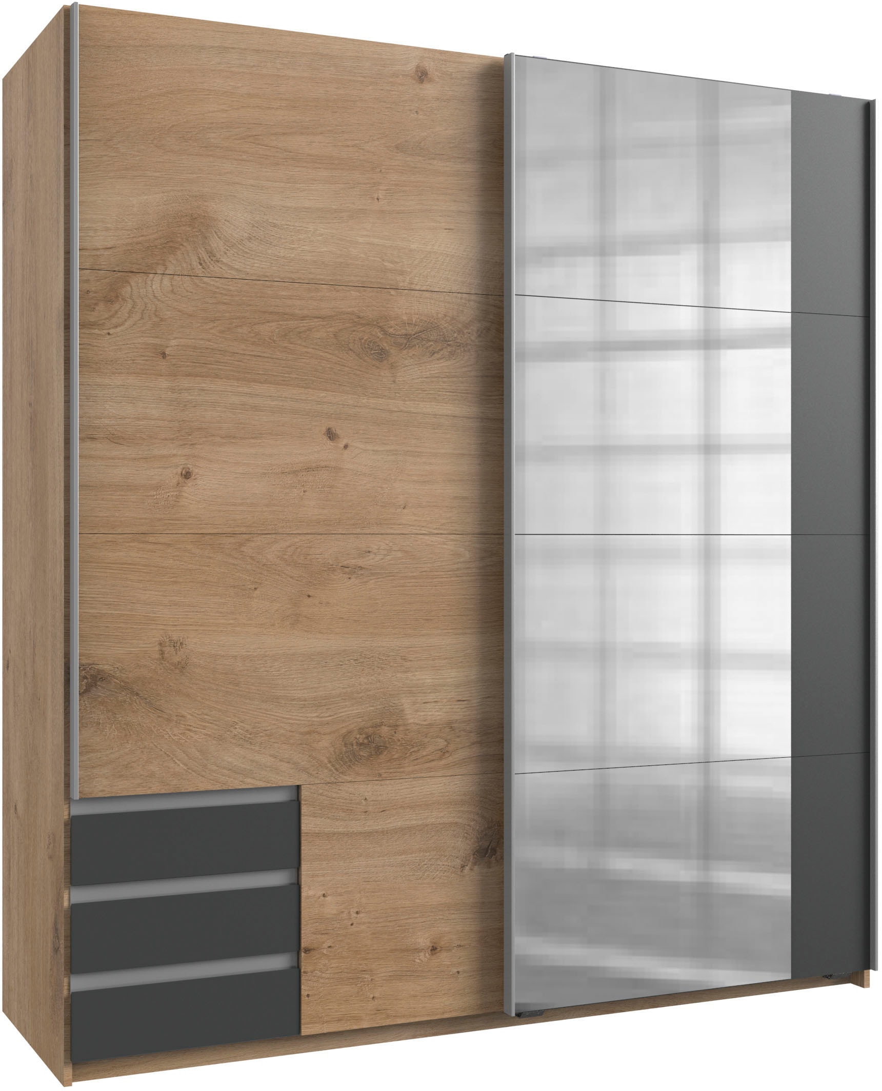 Wimex Schwebetürenschrank »Emden moderner Kleiderschrank mit Spiegel und Schubladen BESTSELLER«, Schlafzimmer Schrank Garderobenschrank mit Schwebetüren Topseller