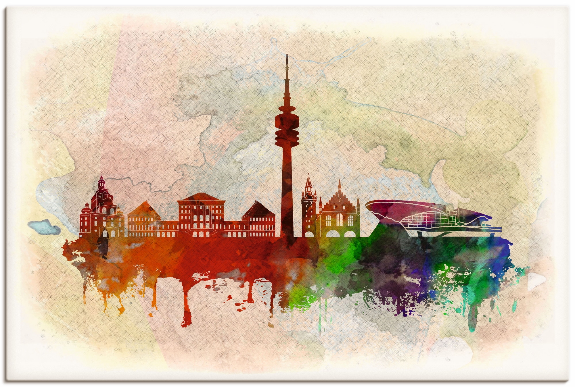 Artland Leinwandbild »München Deutschland Skyline«, Deutschland, (1 St.), auf Keilrahmen gespannt