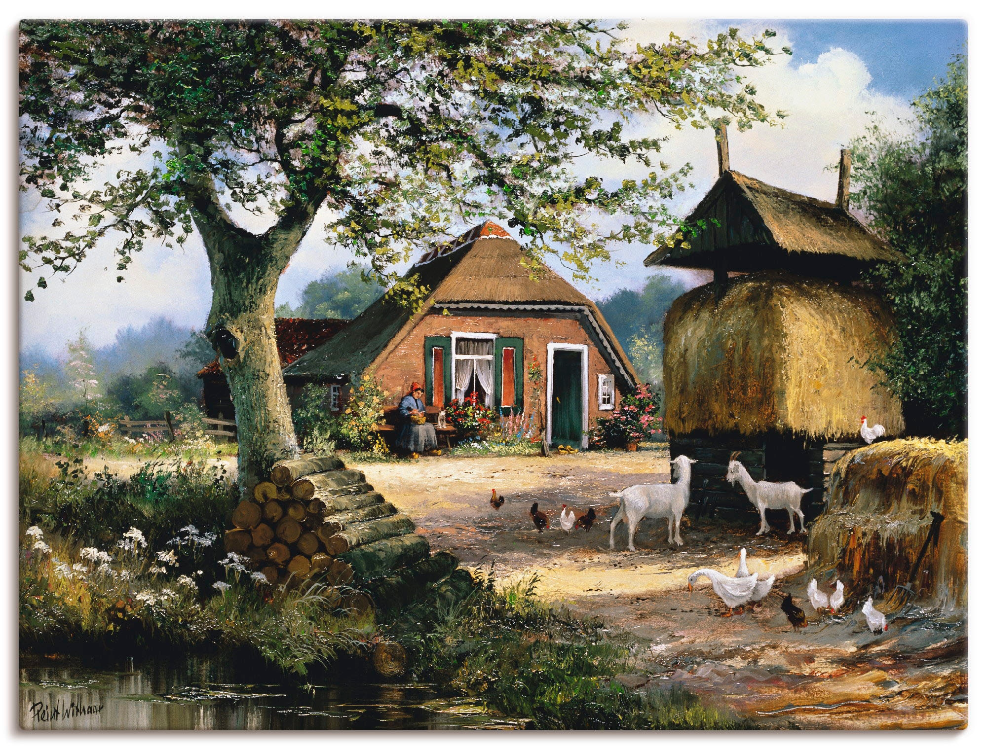 Image of Artland Wandbild "Idyllische Farm mit Hühnern und Ziegen" Garten 1 Stk. tlg. als Leinwandbild, Poster in verschied. Grössen