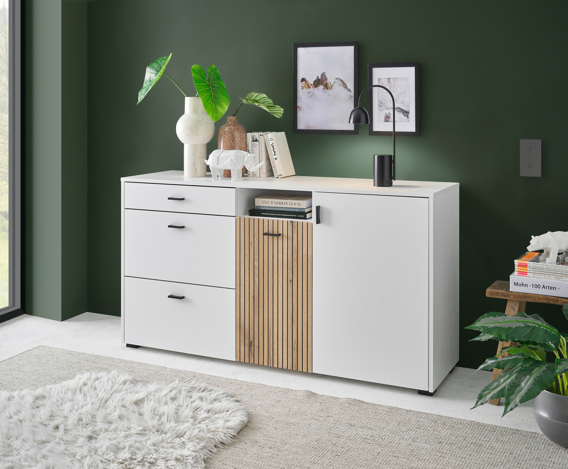 Image of Home affaire Sideboard "Hudson" in moderner Trendfarbe, Griffe aus Metall (Schwarz), Breite 150 cm