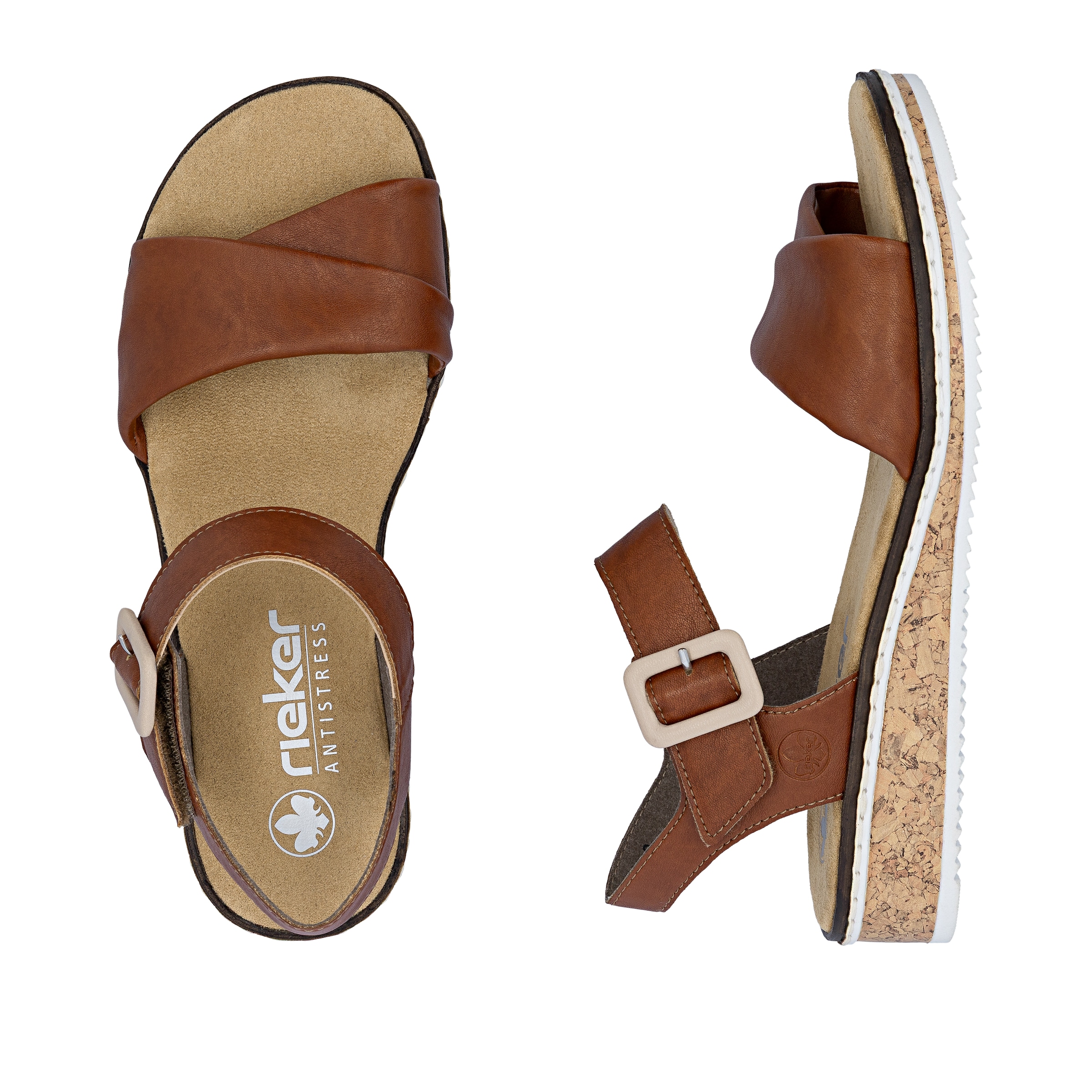 Rieker Sandales  sandale compensée, chaussure d'été, chaussure de vacances avec bride auto-agrippante