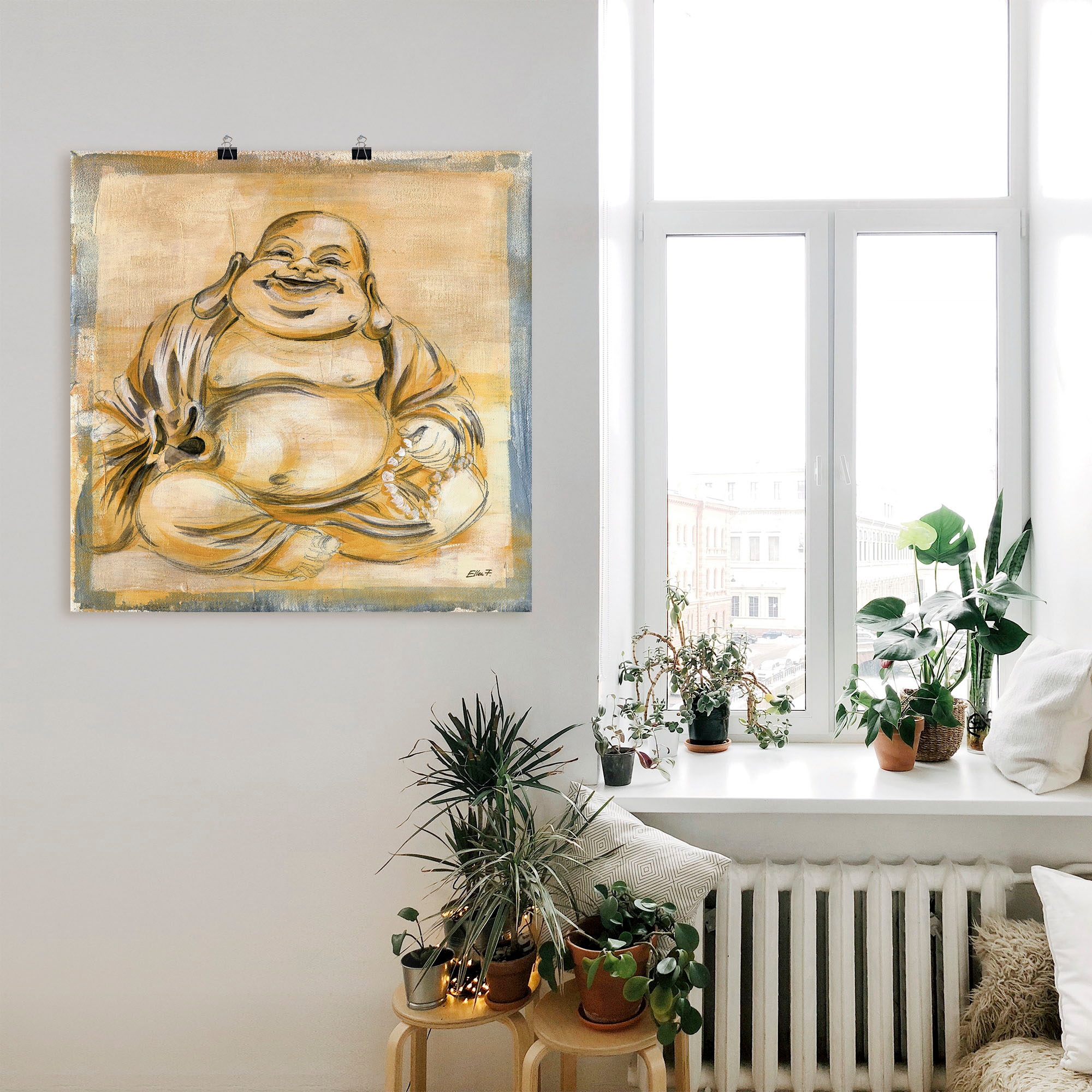 Artland Wandbild »Fröhlicher Buddha I«, Religion, (1 St.), als Leinwandbild, Poster, Wandaufkleber in verschied. Grössen