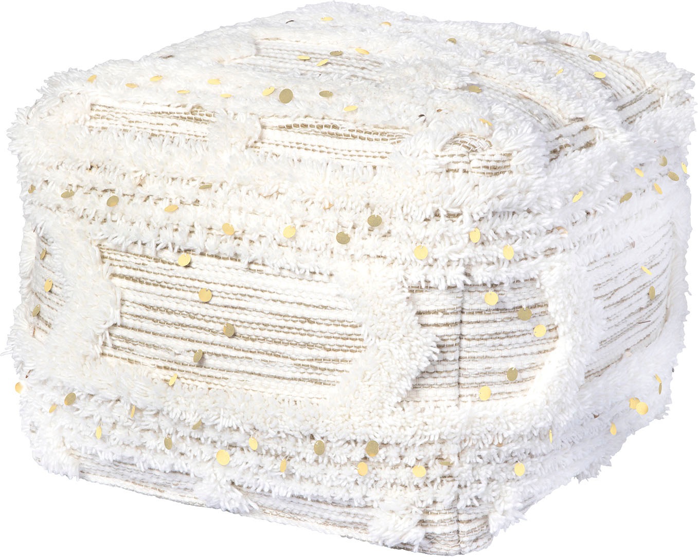 Image of Kayoom Pouf "Bohist 425 50cm x 50cm, Strukturen mit Fransen und Quasten" 1 Stk. tlg. handgefertigt, Unikat, sehr gut kombinierbar, vielfältig im Einsatz