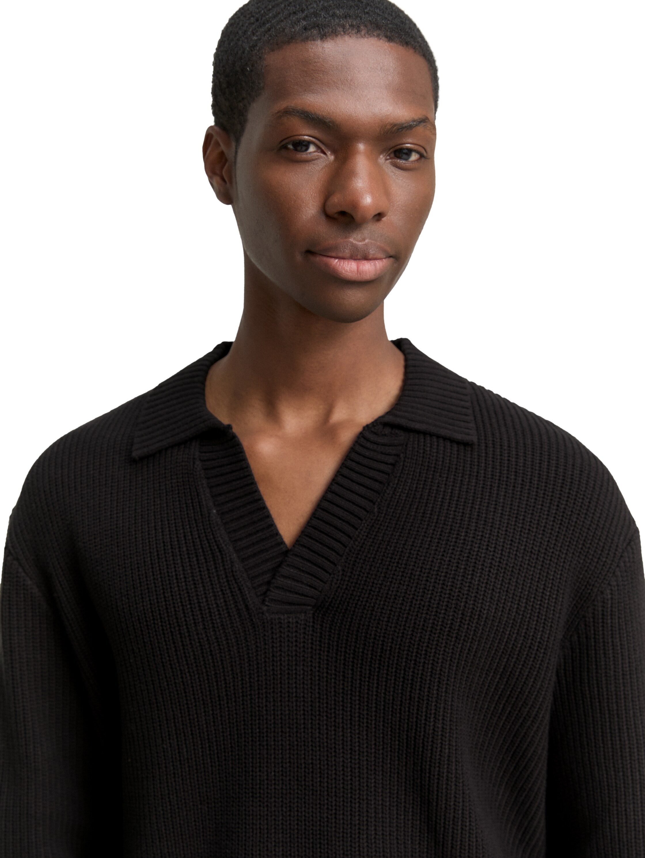 TOM TAILOR Denim Pull à col polo mit Rippbündchen