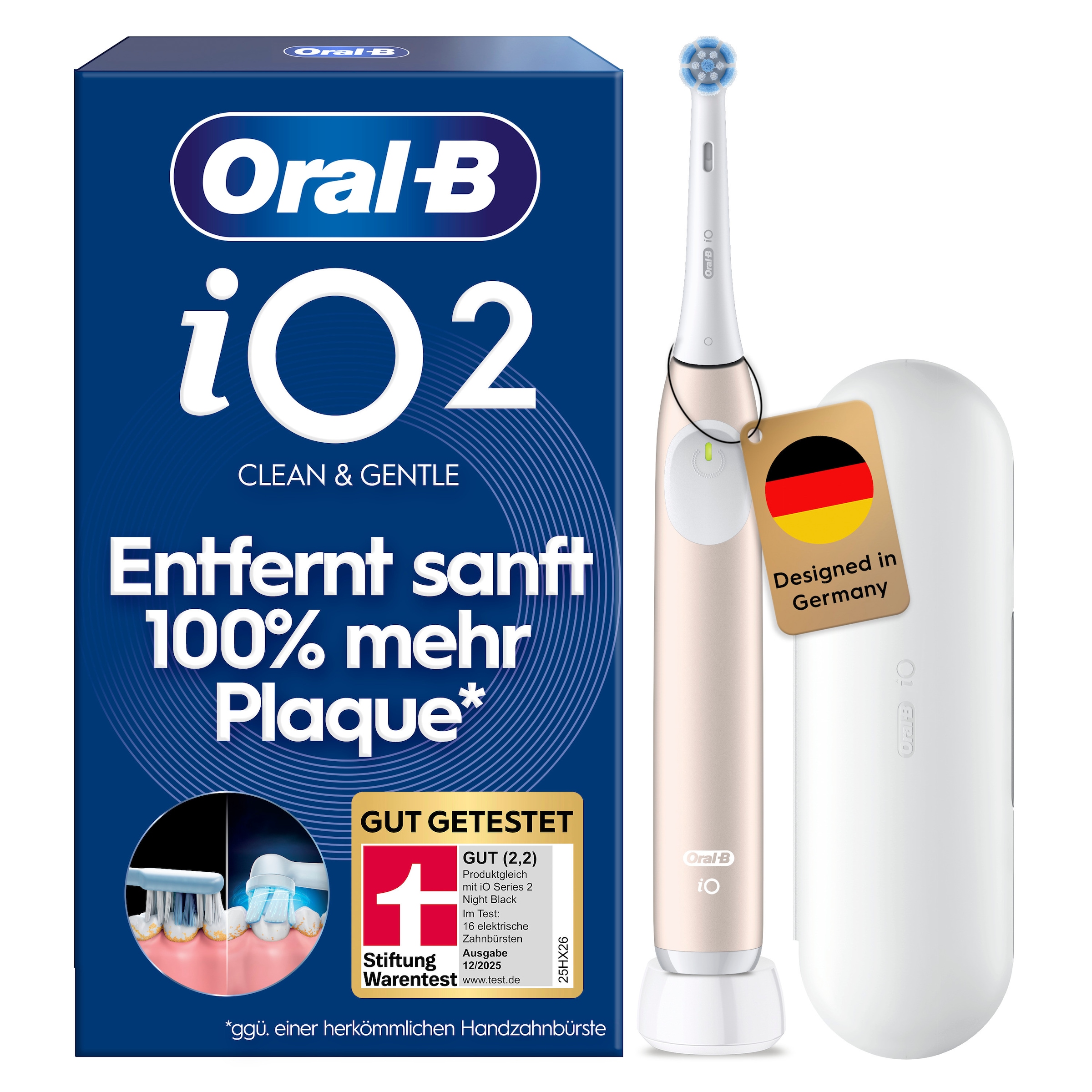 Image of Oral-B Elektrische Zahnbürste "iO Series 2" 1 Stk. Aufsteckbürsten für die sanfte Reinigung, Reise-Etui