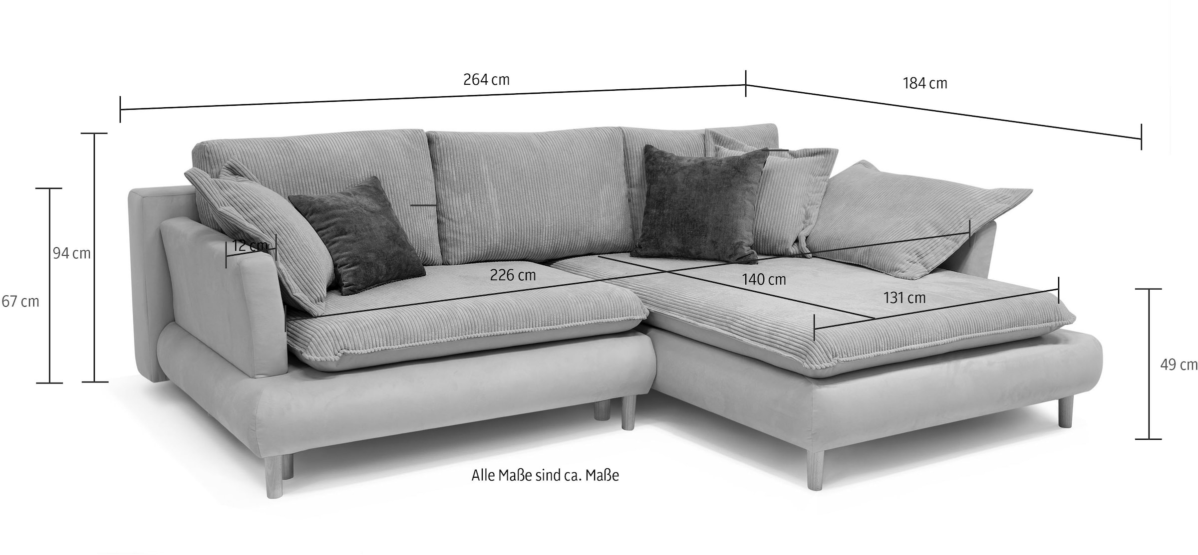 COLLECTION AB Ecksofa »Mandela L-Form«, mit Bettfunktion und Bettkasten