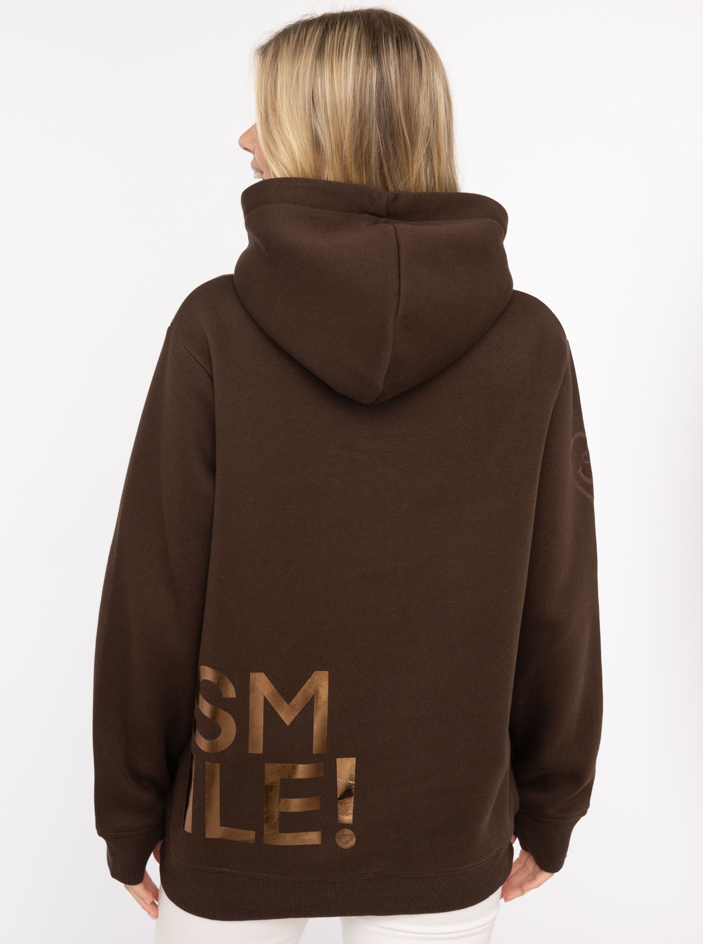 Zwillingsherz Hoodie »"Alissa Shiny"« glänzender Print, Daumenloch, Kordel, gesticktes Herz am Ärmel