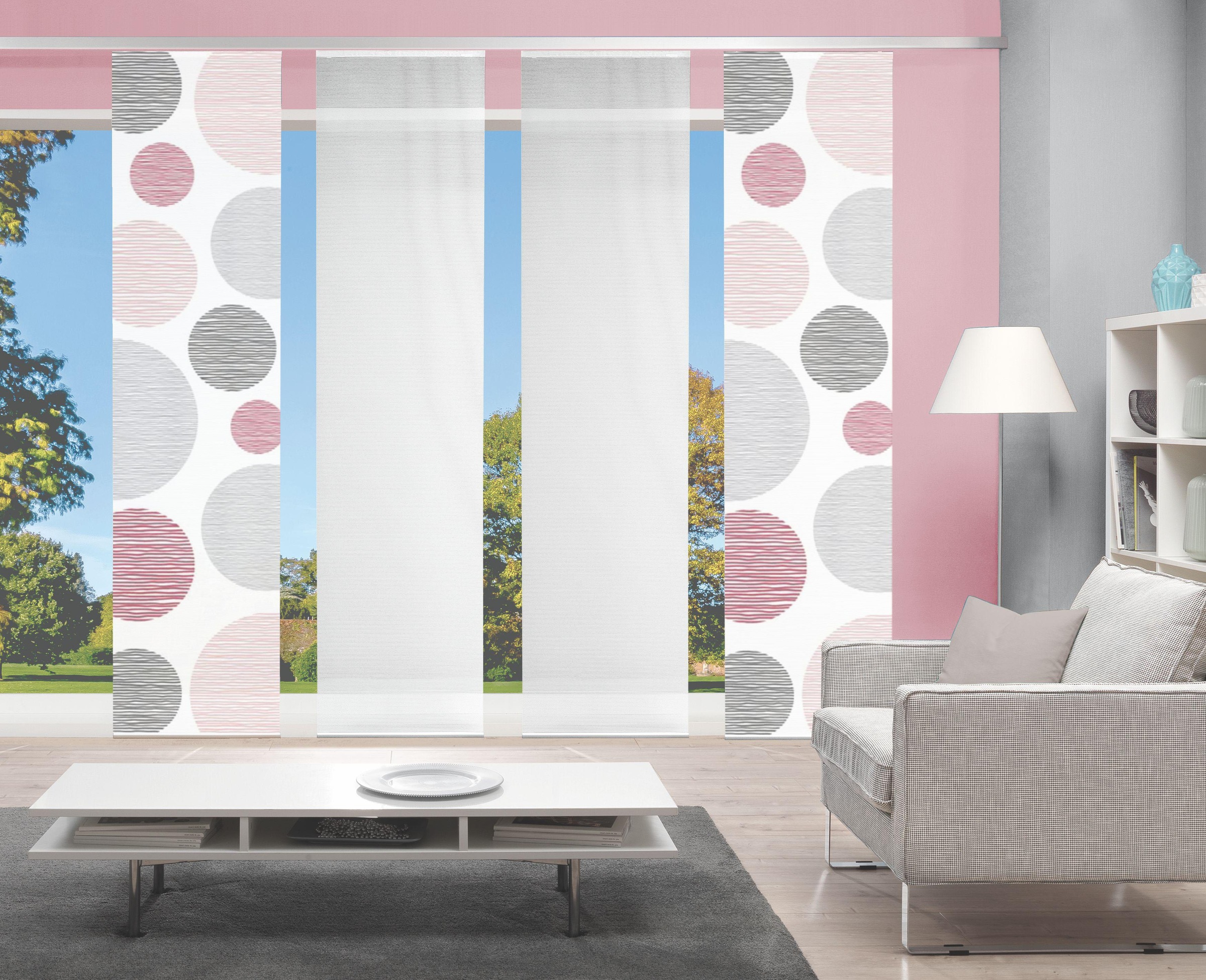 Vision S Rideau coulissant »4ER SET BORDEN« Support de panneau 4 cuis tlg. HxB: 260x60, Schiebevorhang 4er Set Digitaldruck