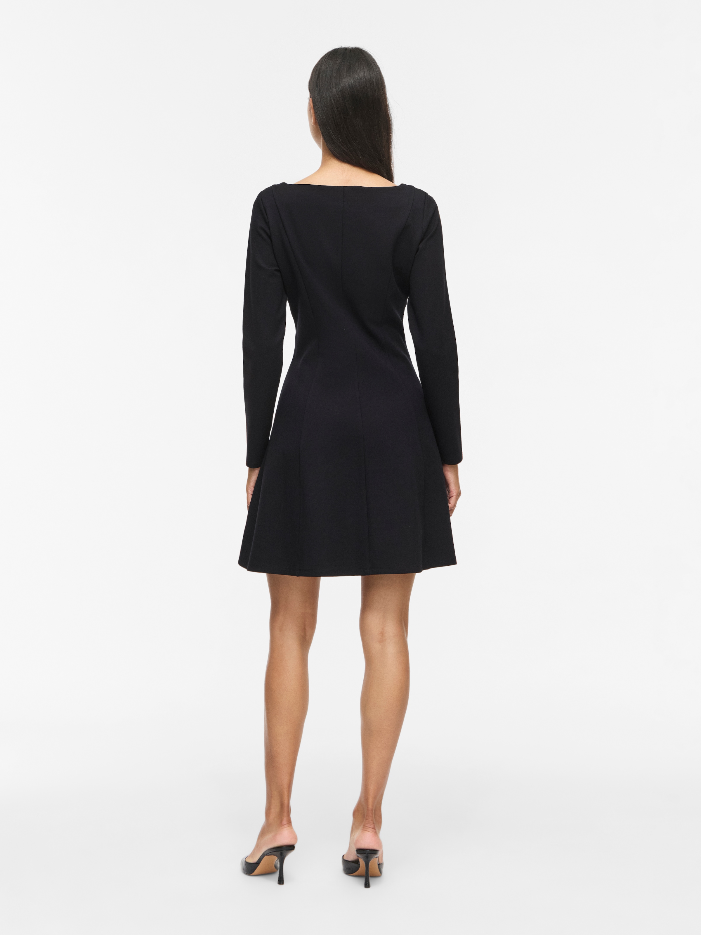Vila Mini-robe »VISIBA BOAT NECK L/S DRESS - NOOS« Viskosemischung, eng geschnitten