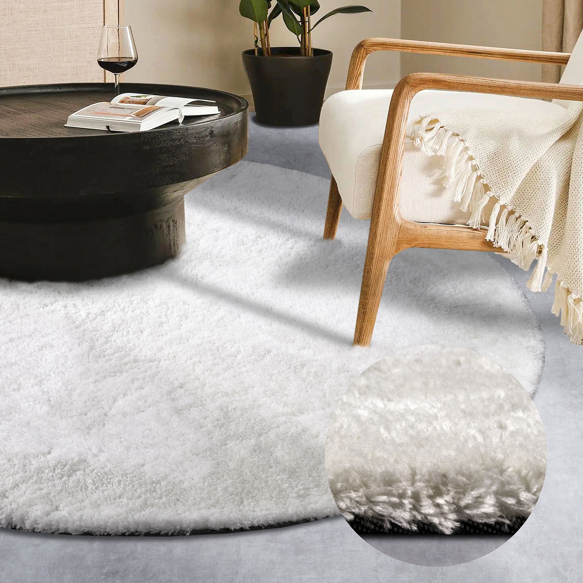 Image of HANSE Home Hochflor-Teppich "Olaf" rund 38 mm Höhe Langflor, Shaggy, einfarbig, flauschig, weich, glänzend, modern, uni