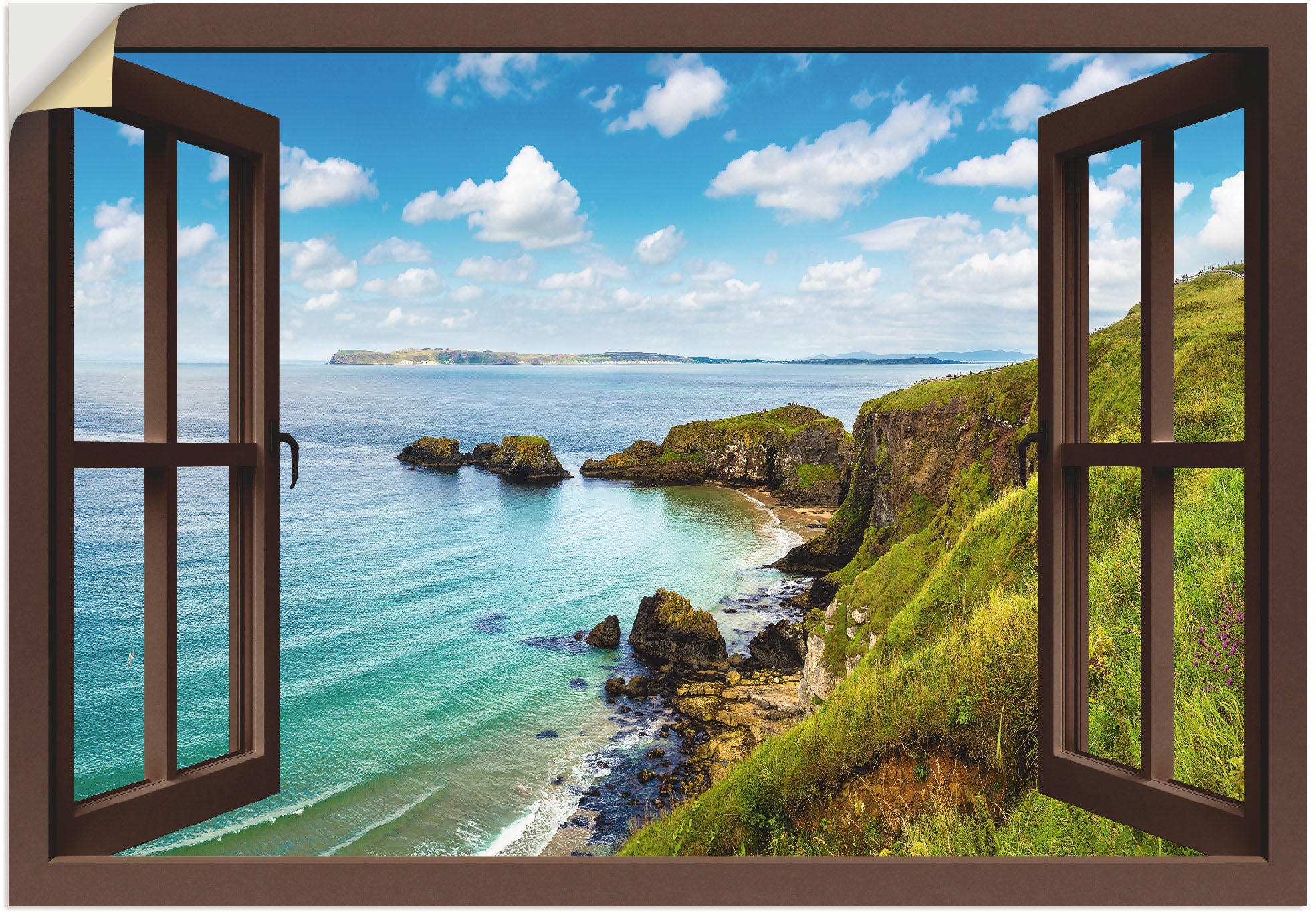 Artland Wandbild »Küstenweg in Nordirland Leinwandbild, Fenster«, in Poster bas (1 à St.), Wandaufkleber Bilder, oder durchs versch. Grössen Meer als prix Alubild