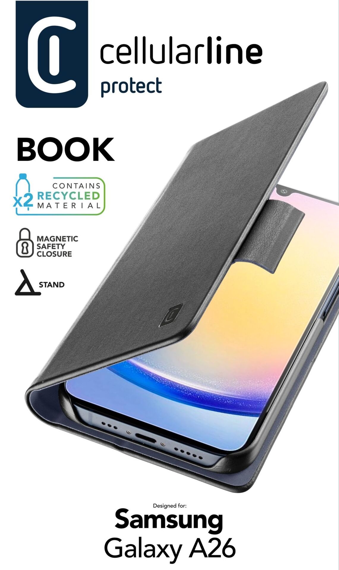 Cellularline Handyhülle »Book Case für Samsung Galaxy A26 5G«, Samsung Galaxy A26, Backcover, Schutzhülle, Handyschutzhülle, Case, Schutzcase, stossfest