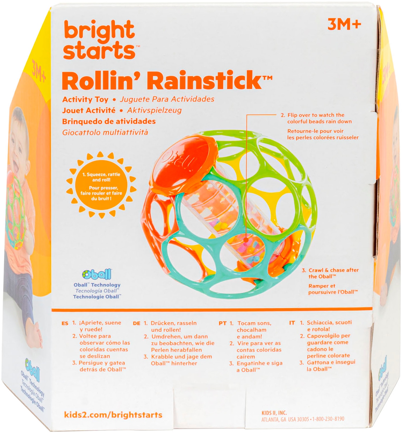 Bright Starts Jouet de préhension »Rollin' Rainstick Rattle«