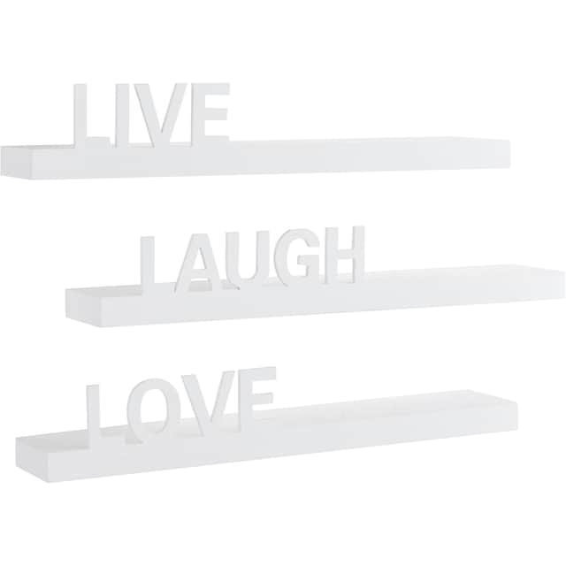my home Deko-Wandregal »Live - Love - Laugh«, (Set, 3 St., 3-tlg. Set),  Dekoregal, Wanddeko, mit Schriftzug sans frais de livraison sur