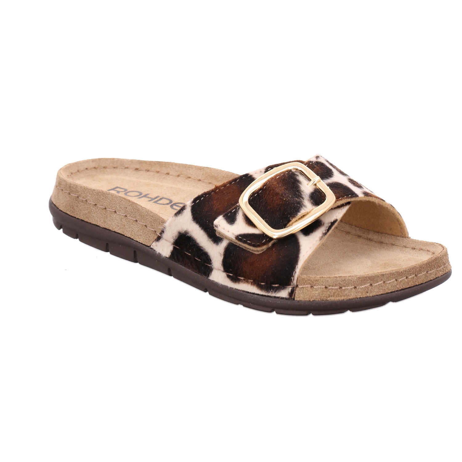 Image of Rohde Pantolette "Rodigo Giraffe" Sommerschuh, Urlaubsschuh mit Kuhfell-Print