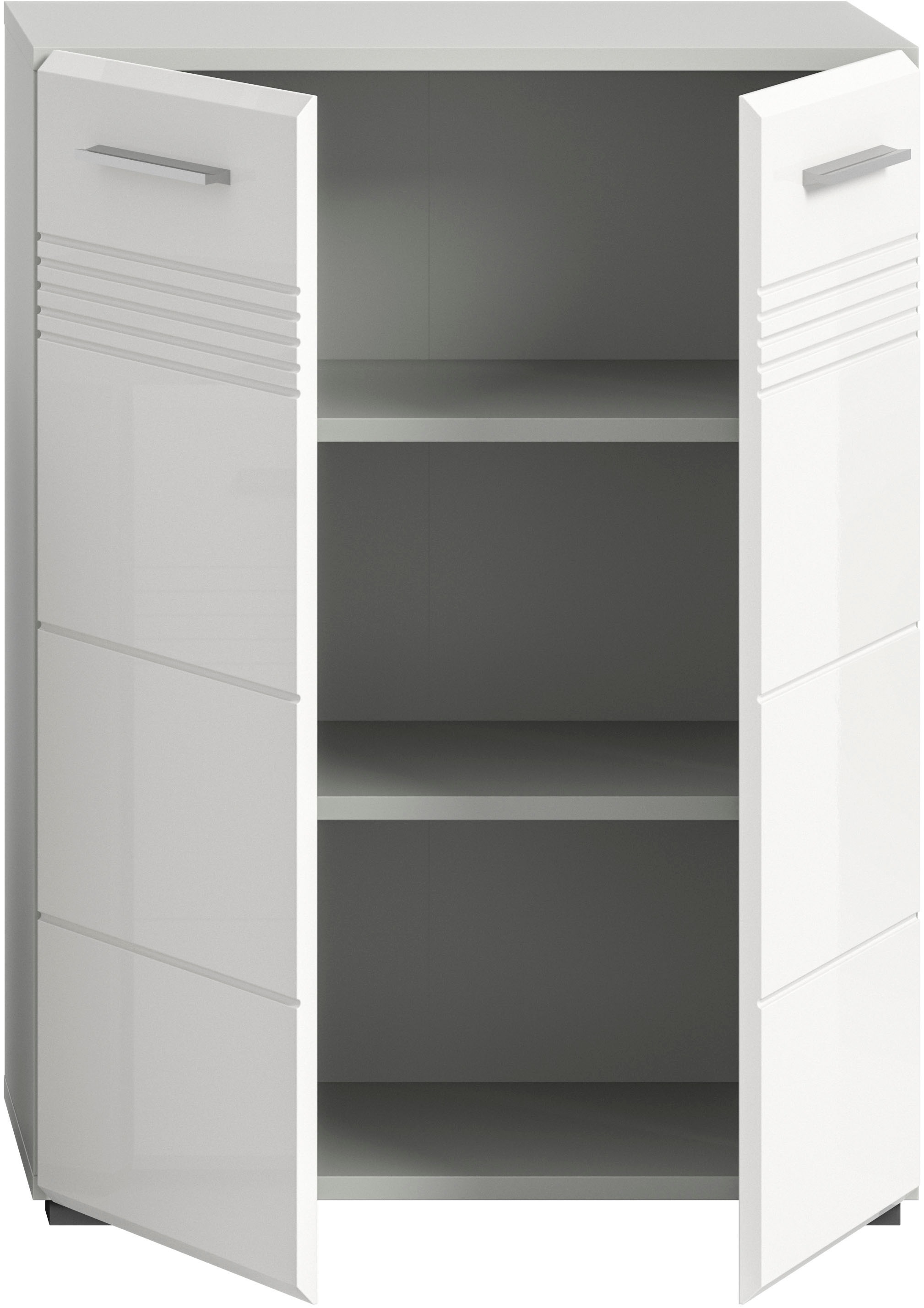welltime Midischrank »Calcio, Höhe 80 cm, 2 Türen, 2 Einlegeböden, 3 Fächer«, MDF Front, Badschrank, Bad-Möbel, Badezimmer