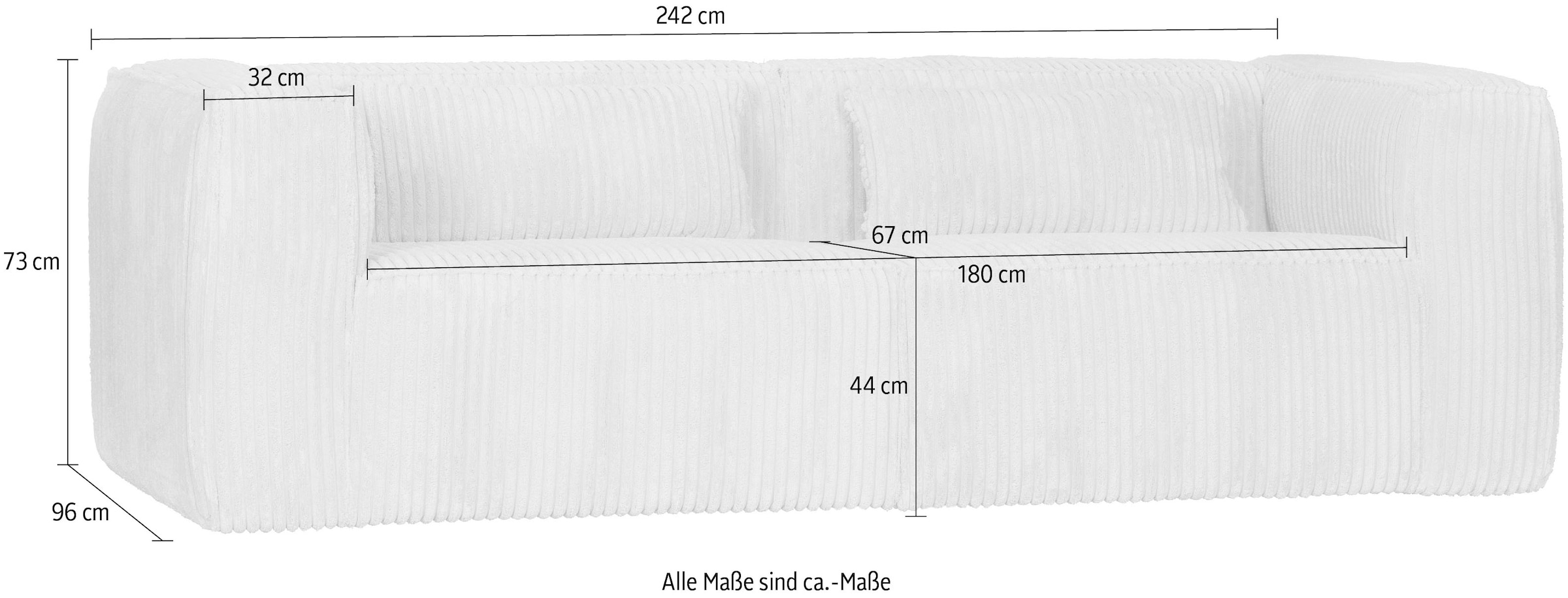 WOOOD 3,5-Sitzer »Bean H 73 x B 242 x T 96 cm« Tragkraft 350 kg, Maximale Verschleissfestigkeit, Pfleiglicht