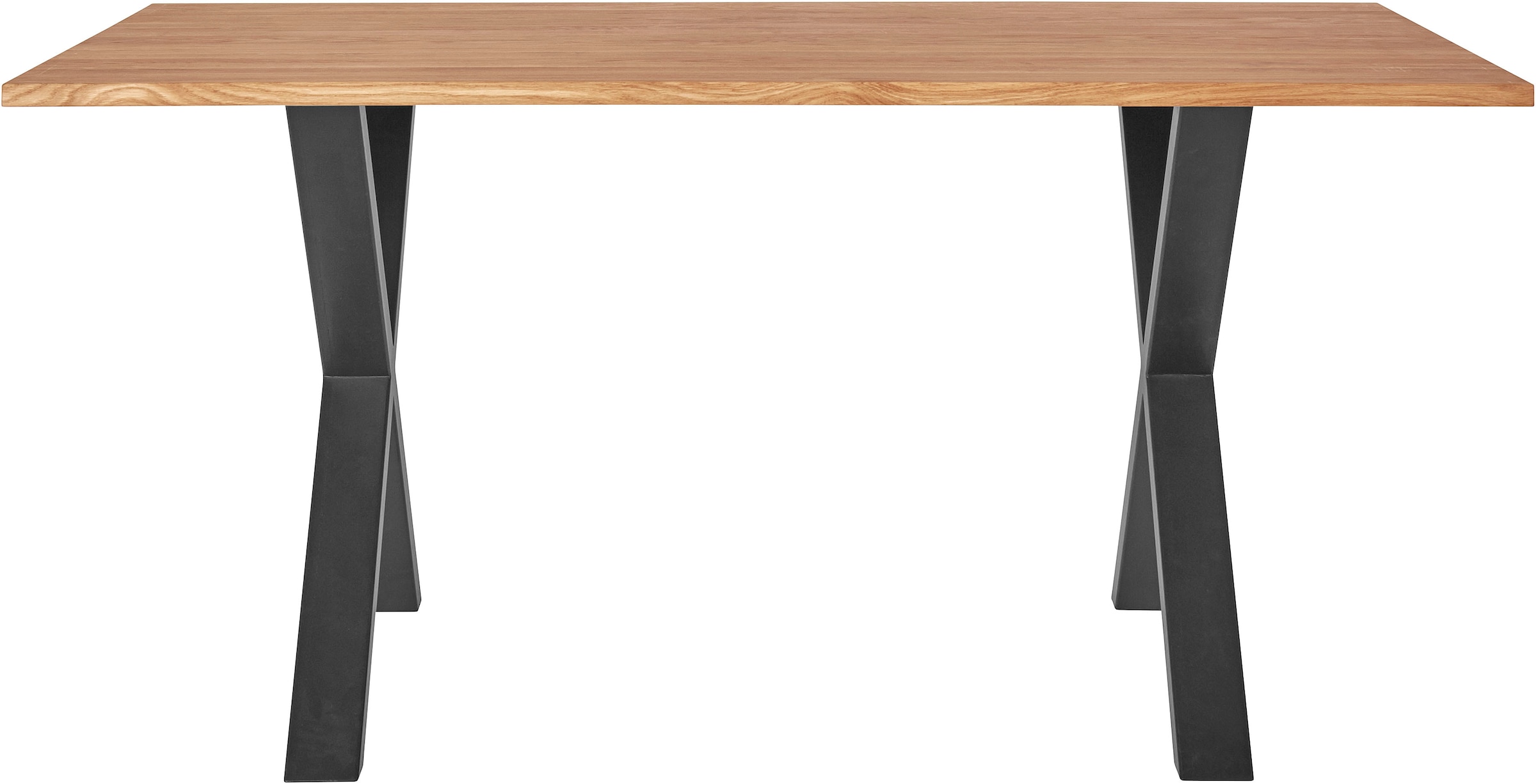 andas Esstisch, Tischplatte aus Metall livraison Gestell sans massiver de frais FSC®- sur Massivholz, aus Eiche