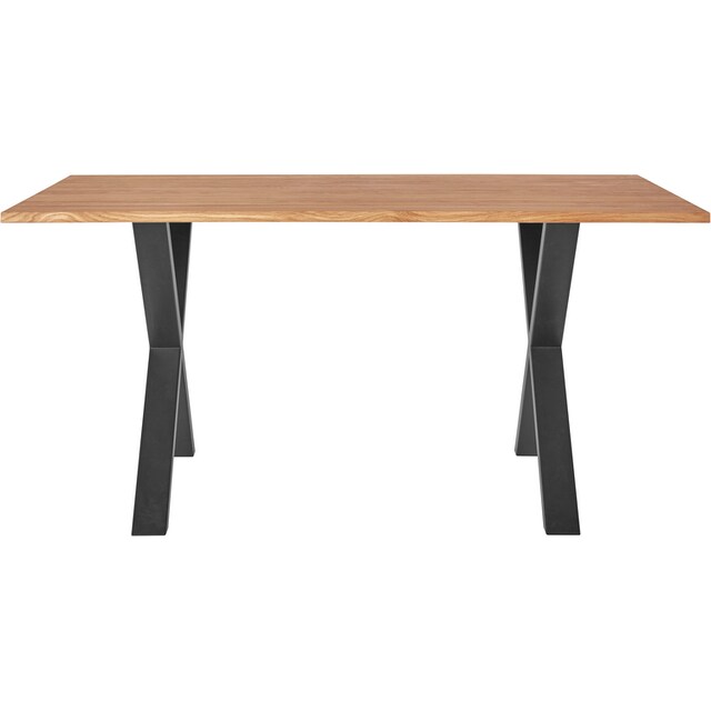 andas Esstisch, Tischplatte FSC®- Gestell sur livraison Metall aus aus frais massiver de Eiche, Massivholz, sans