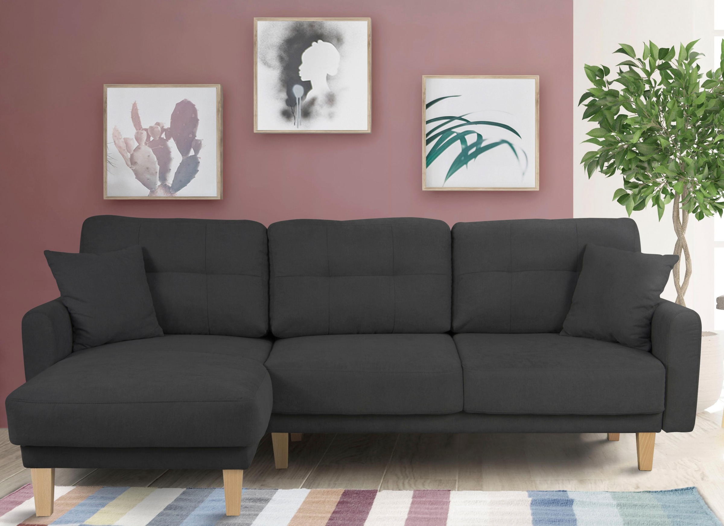 Home affaire Ecksofa »TRIPLO optionale Schlafsofa mit Bettkasten, Masse B/T/H: 234/164/89 cm«, L-Form wahlweise mit Bettfunktion - Liegefläche 132x210 cm