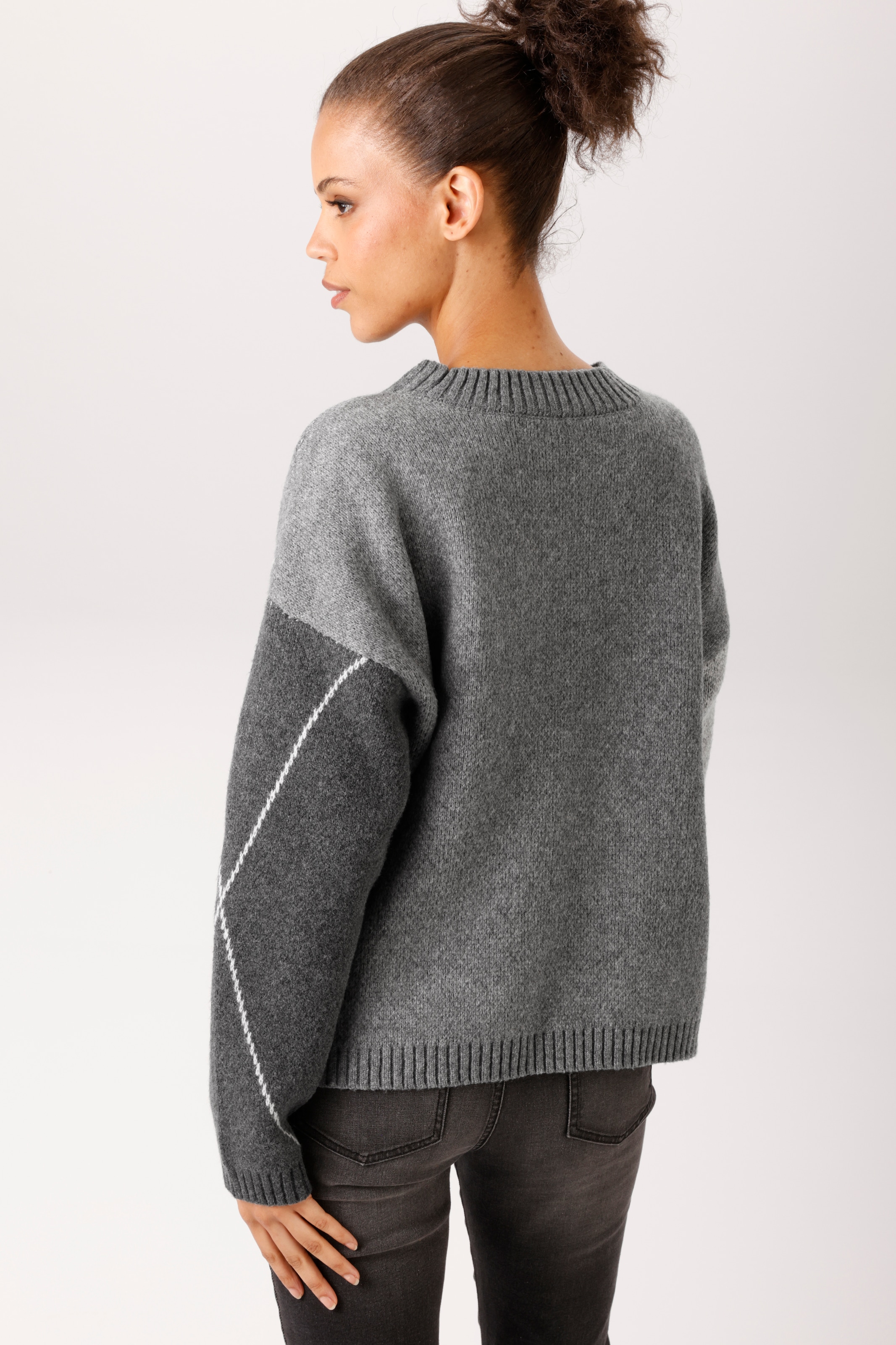 Aniston CASUAL Strickpullover mit grossflächigem Rauten-Muster - NEUE KOLLEKTION